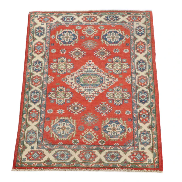 3'2 x 5'1 Hand-Knotted Afghan Kazak Area Rug