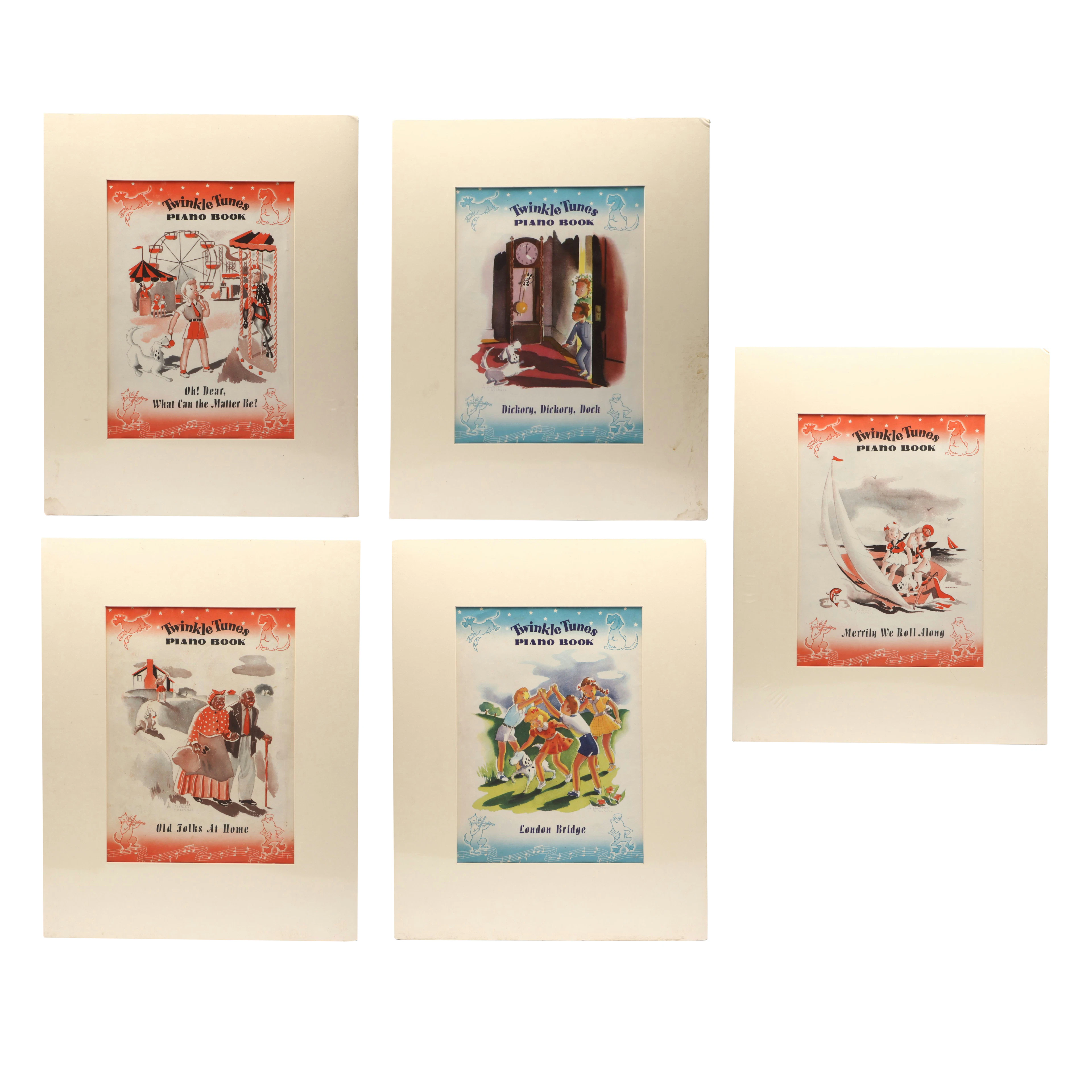 After De Postels & Klinkel Offset Lithograph Twinkle Tunes Piano Book Covers