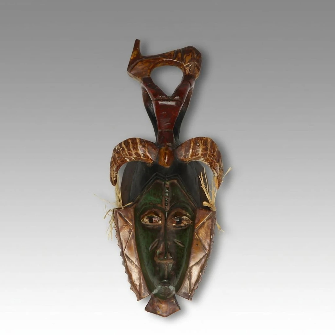 Guro Style Hand-Carved Polychrome Wall Mask