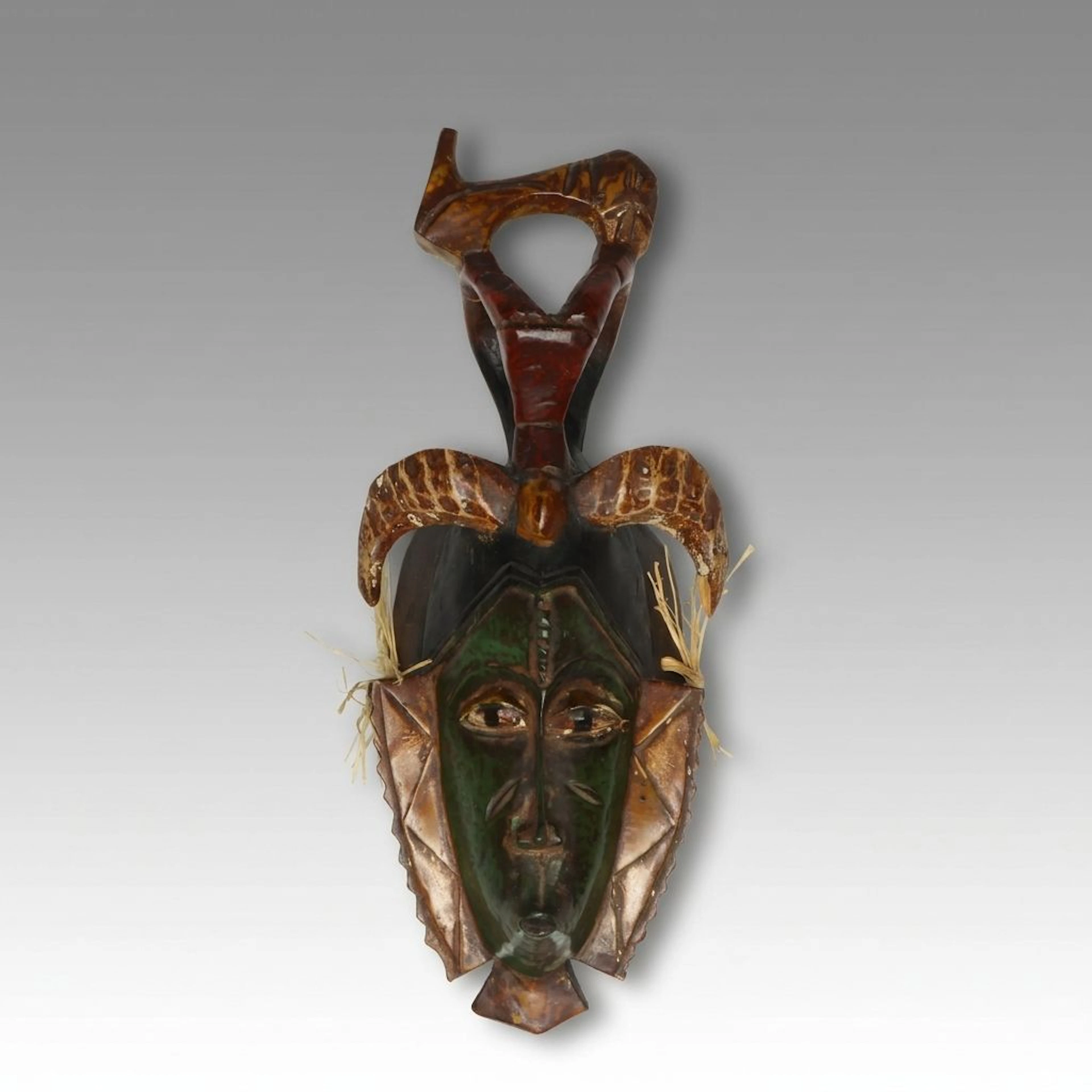 Guro Style Hand-Carved Polychrome Wall Mask
