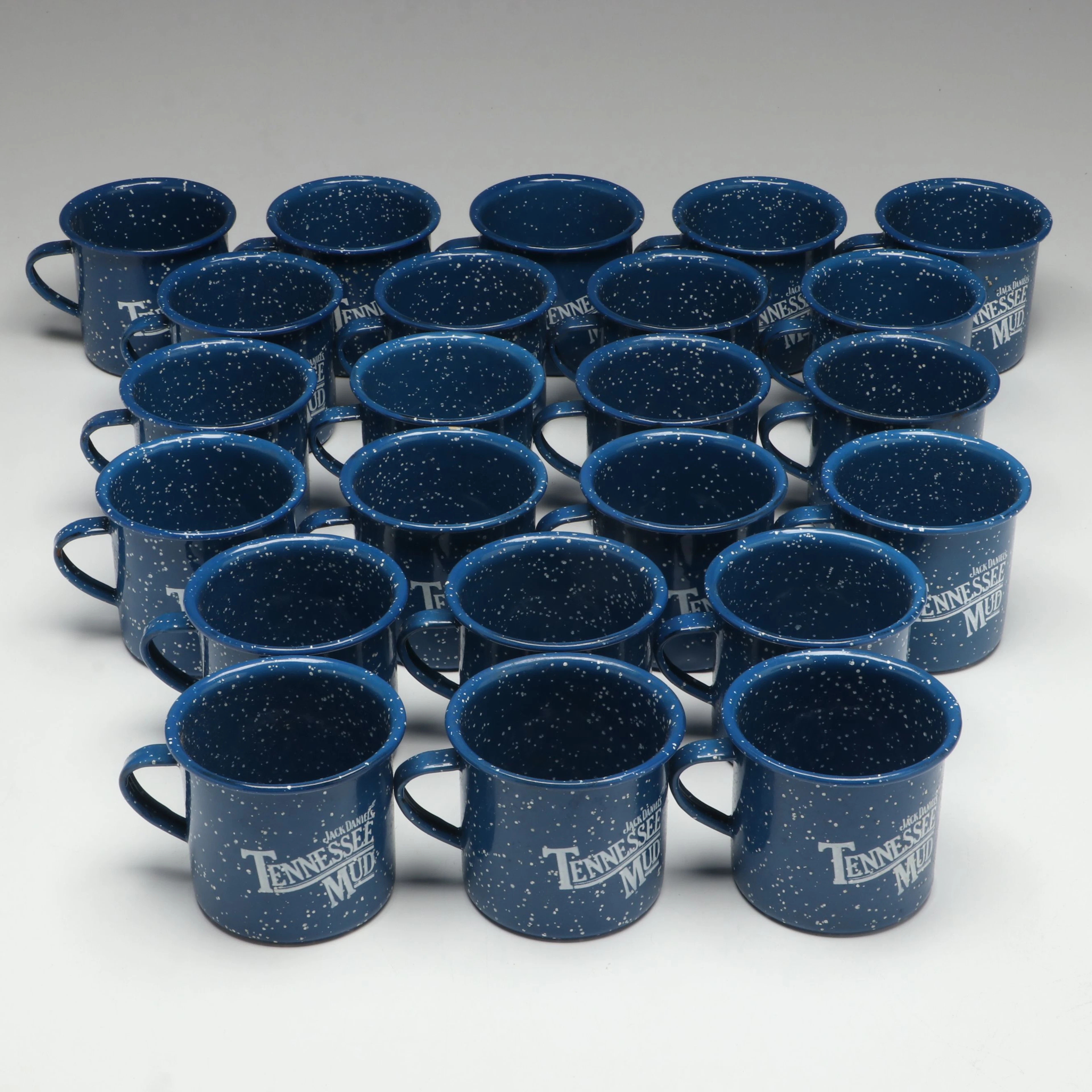 Jack Daniels Tennessee Mud Speckled Blue Enamel Mugs