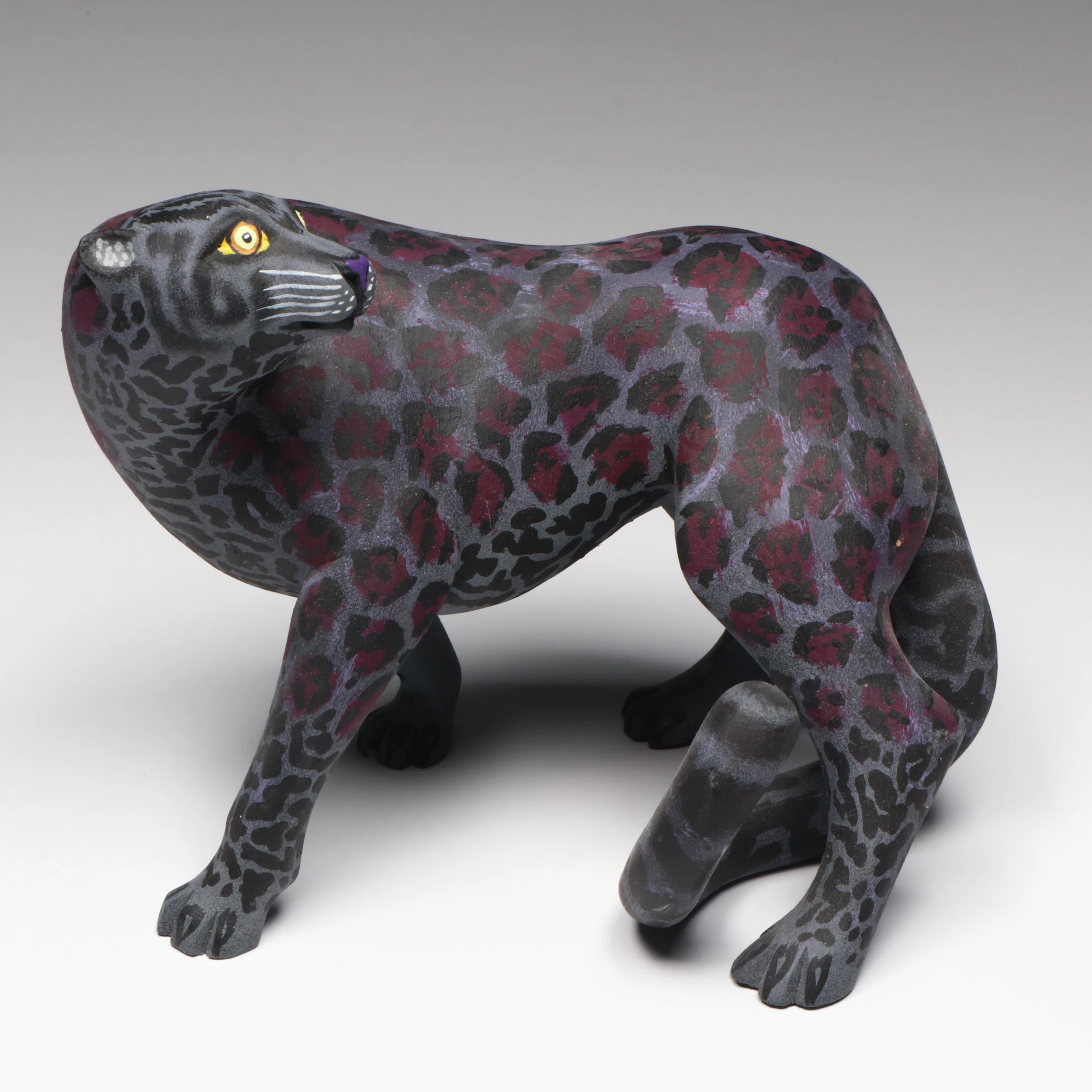 Eleazar Morales Mexican Folk Art Hand-Carved Wood Alebrije Black Panther