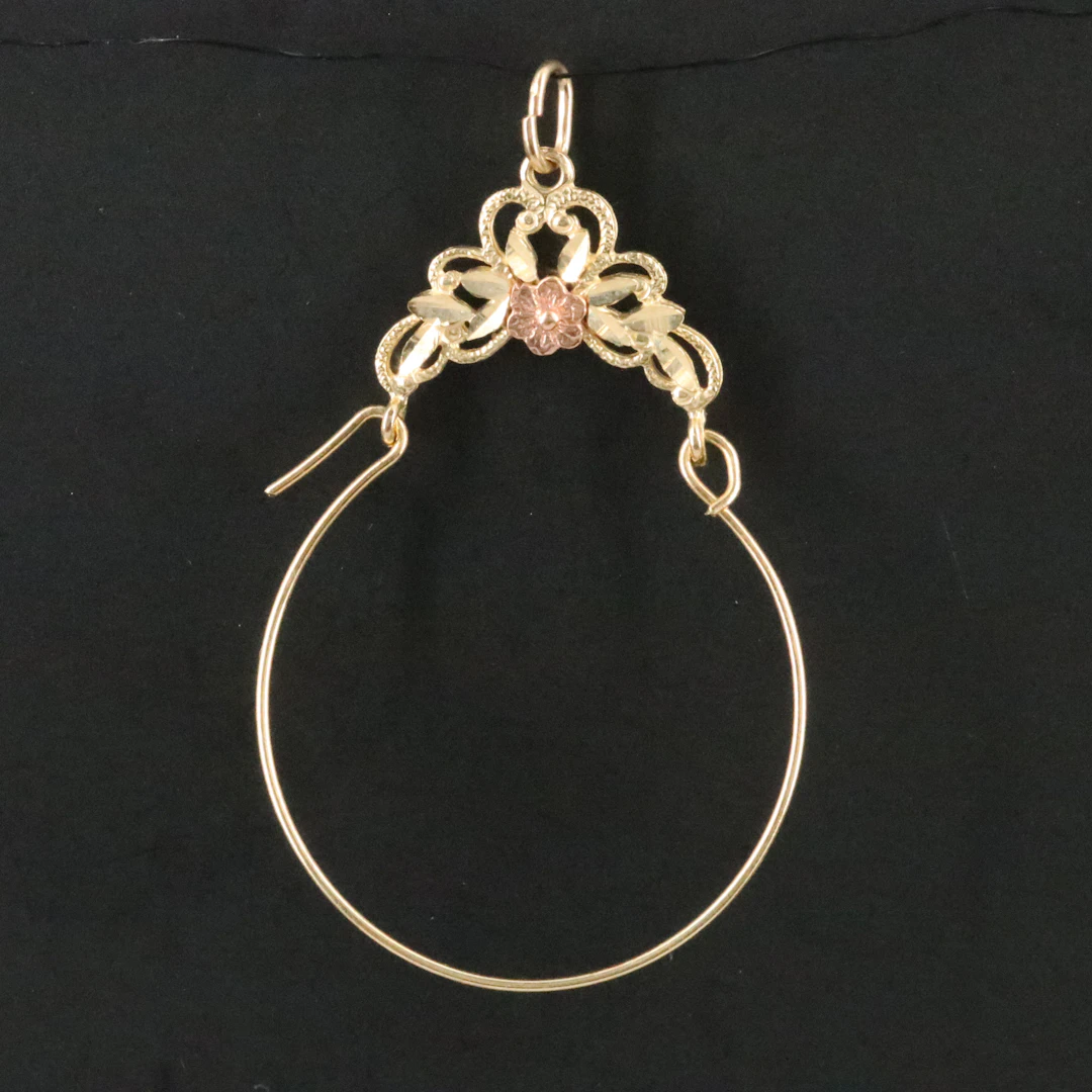 14K Charm Holder Pendant with Rose Gold Accent