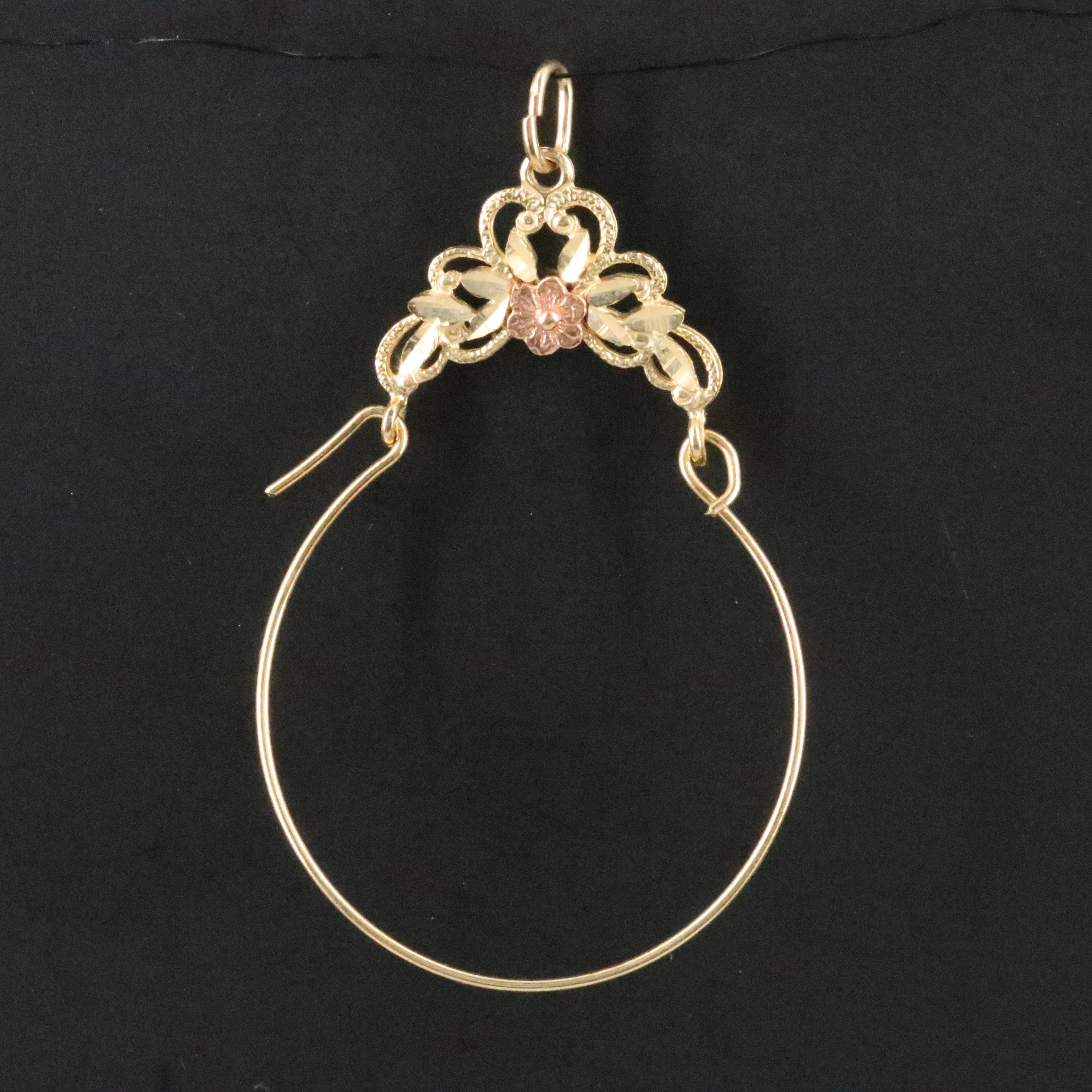 14K Charm Holder Pendant with Rose Gold Accent