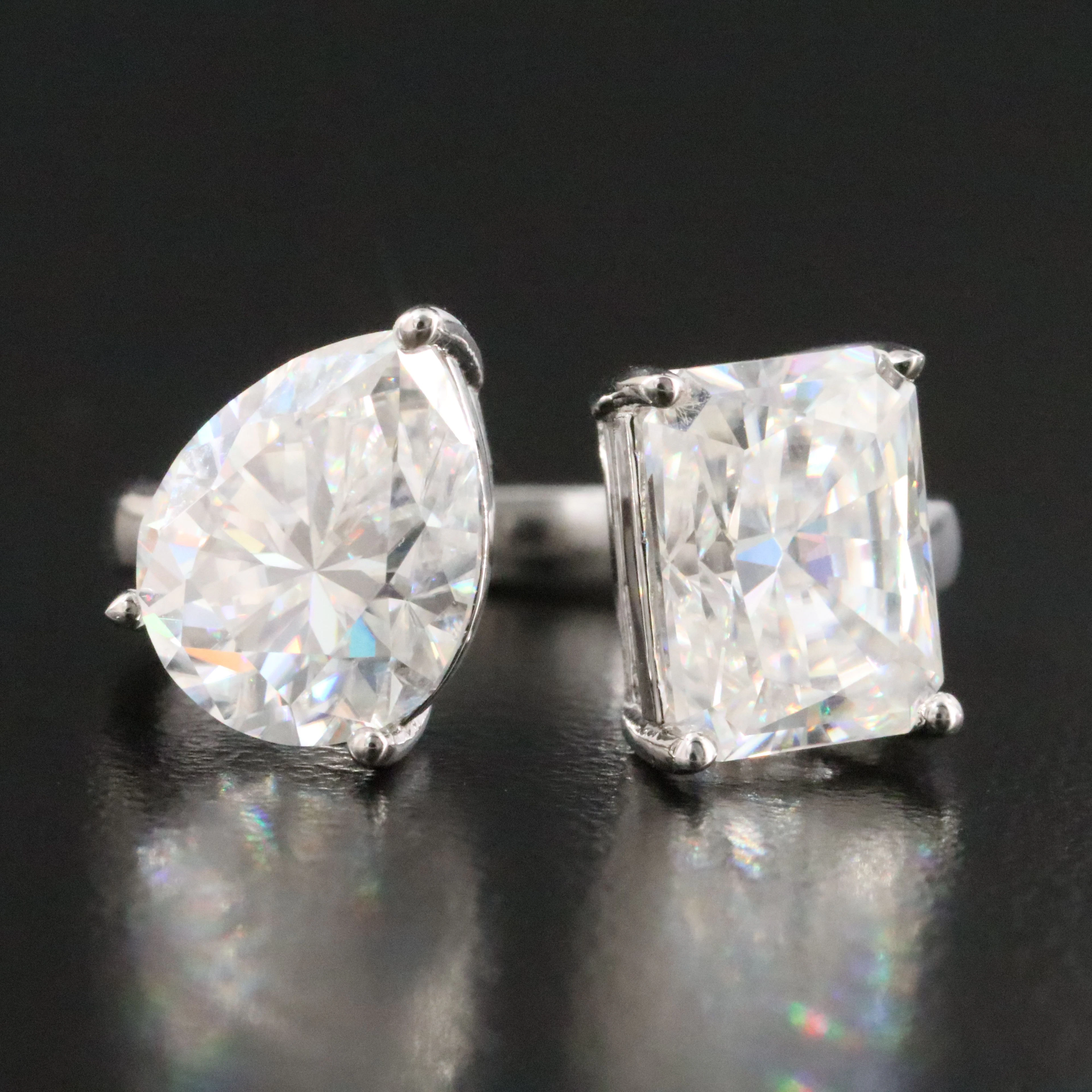 Sterling Two Stone Moissanite Ring