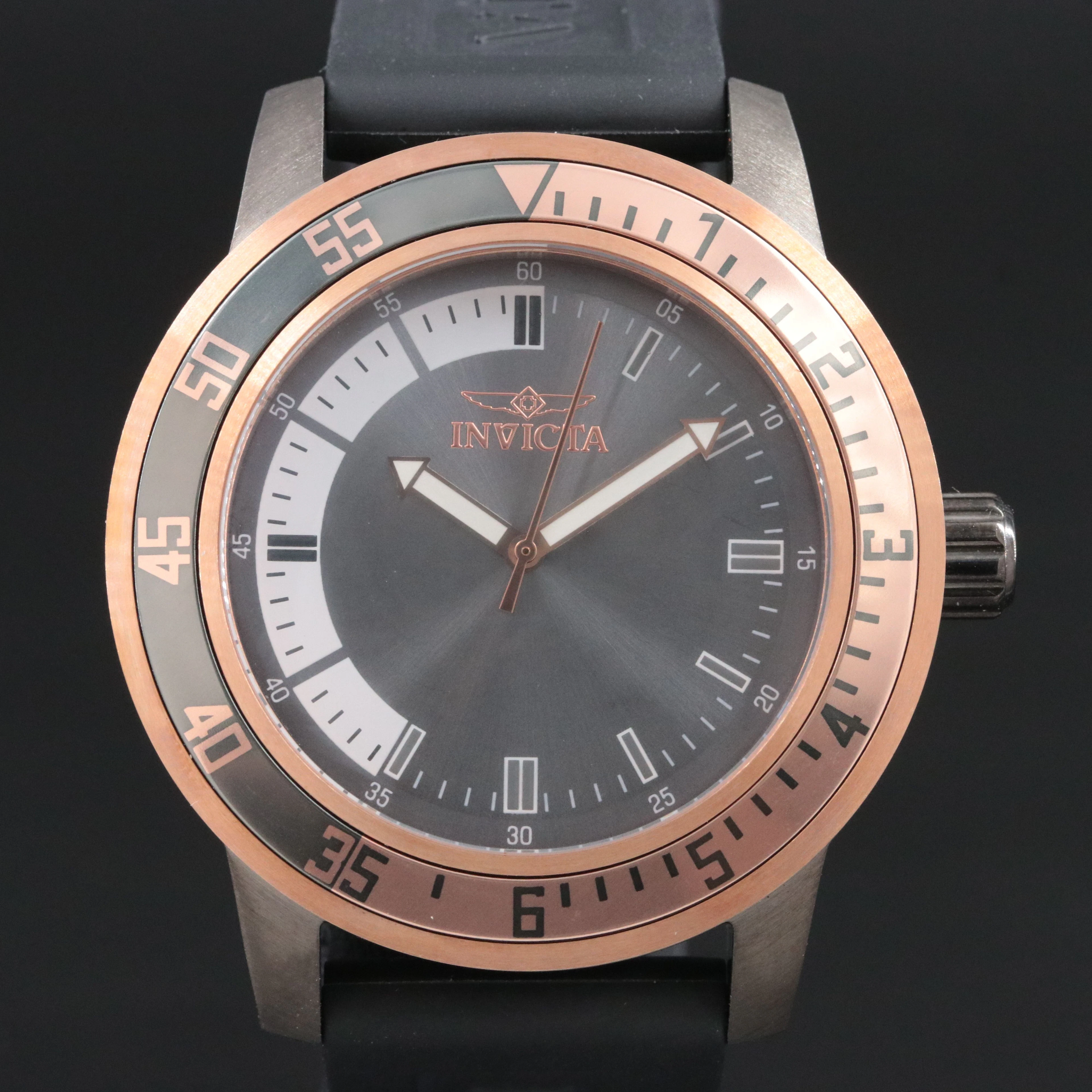 Invicta Specialty Rose Tone and Gunmetal Stainless Steel Quartz Watch #35687