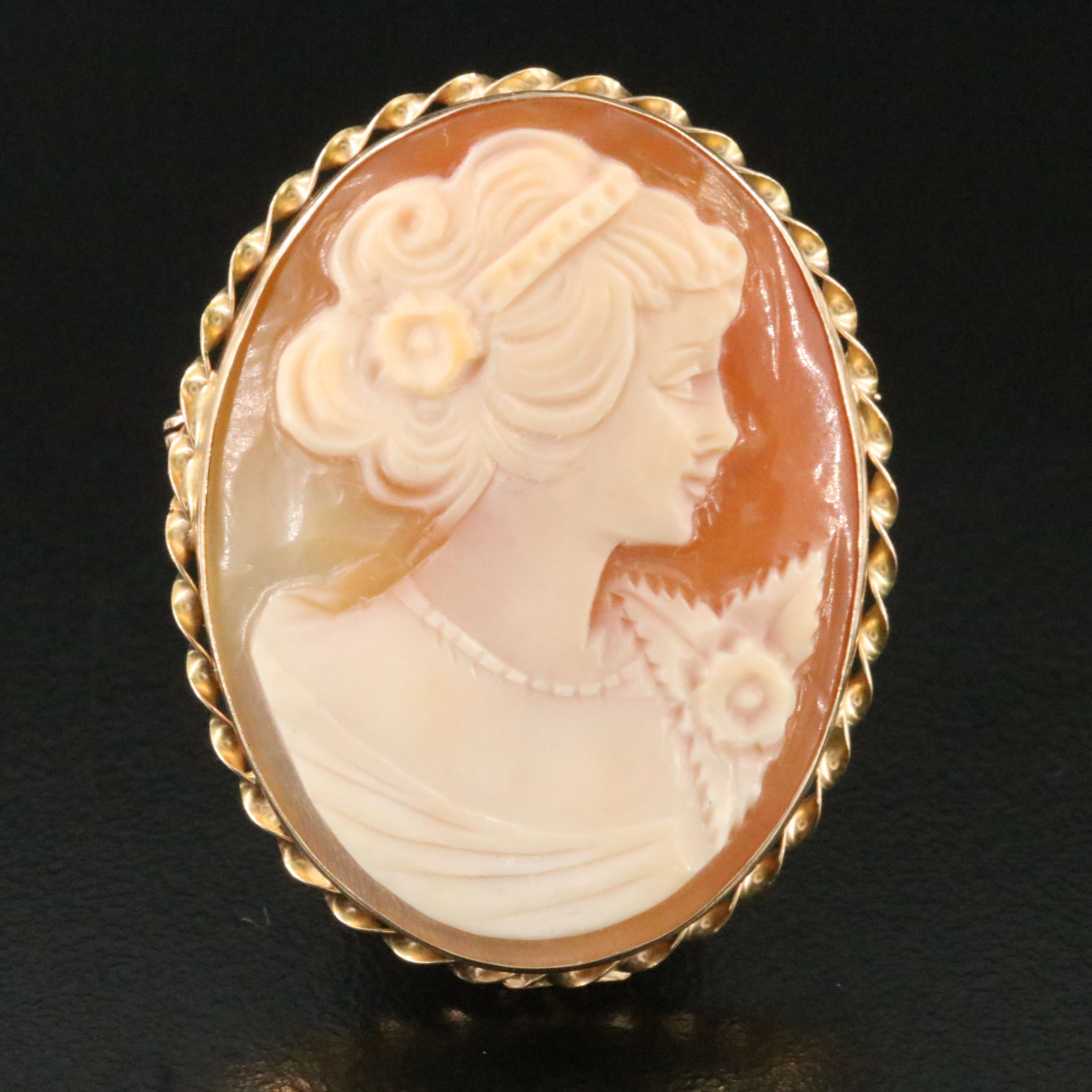 Vintage Italian 14K Cameo Brooch/Pendant
