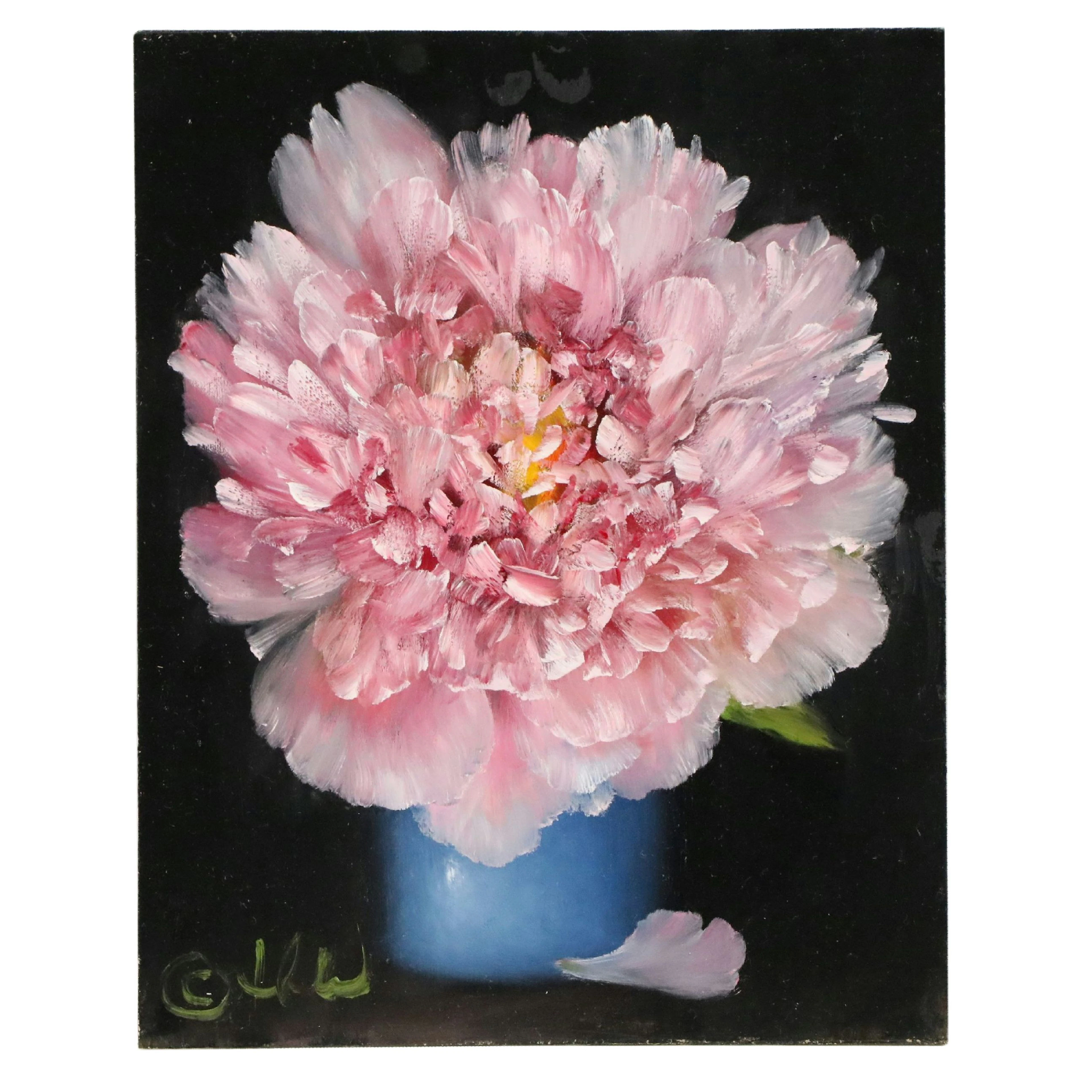 Thu-Thuy Tran Still Life Oil Painting "Dusty Pink Peony," 2026