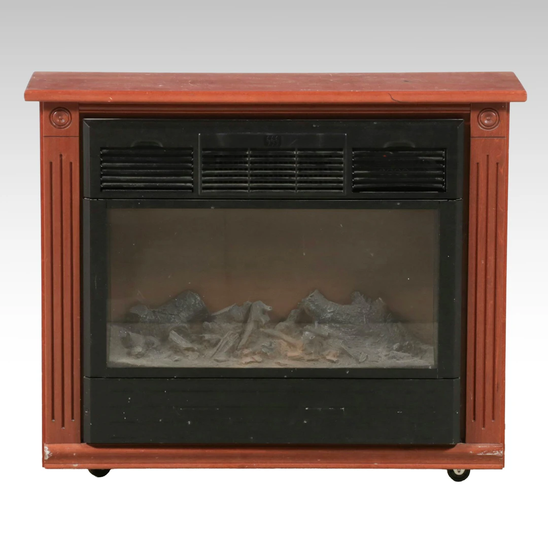 Heat Surge Electrical Fireplace with Amish Made Wooden Mantel