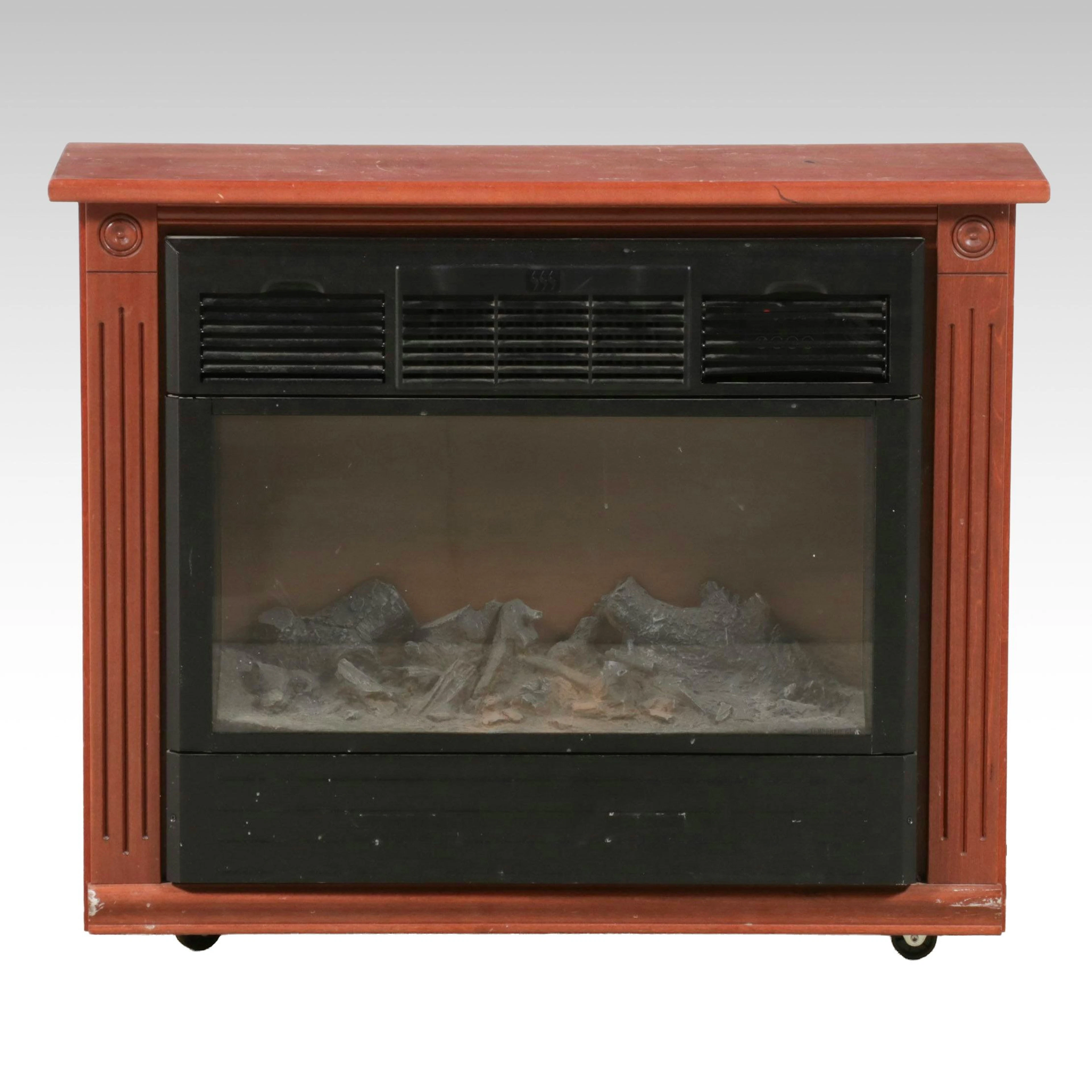 Heat Surge Electrical Fireplace with Amish Made Wooden Mantel