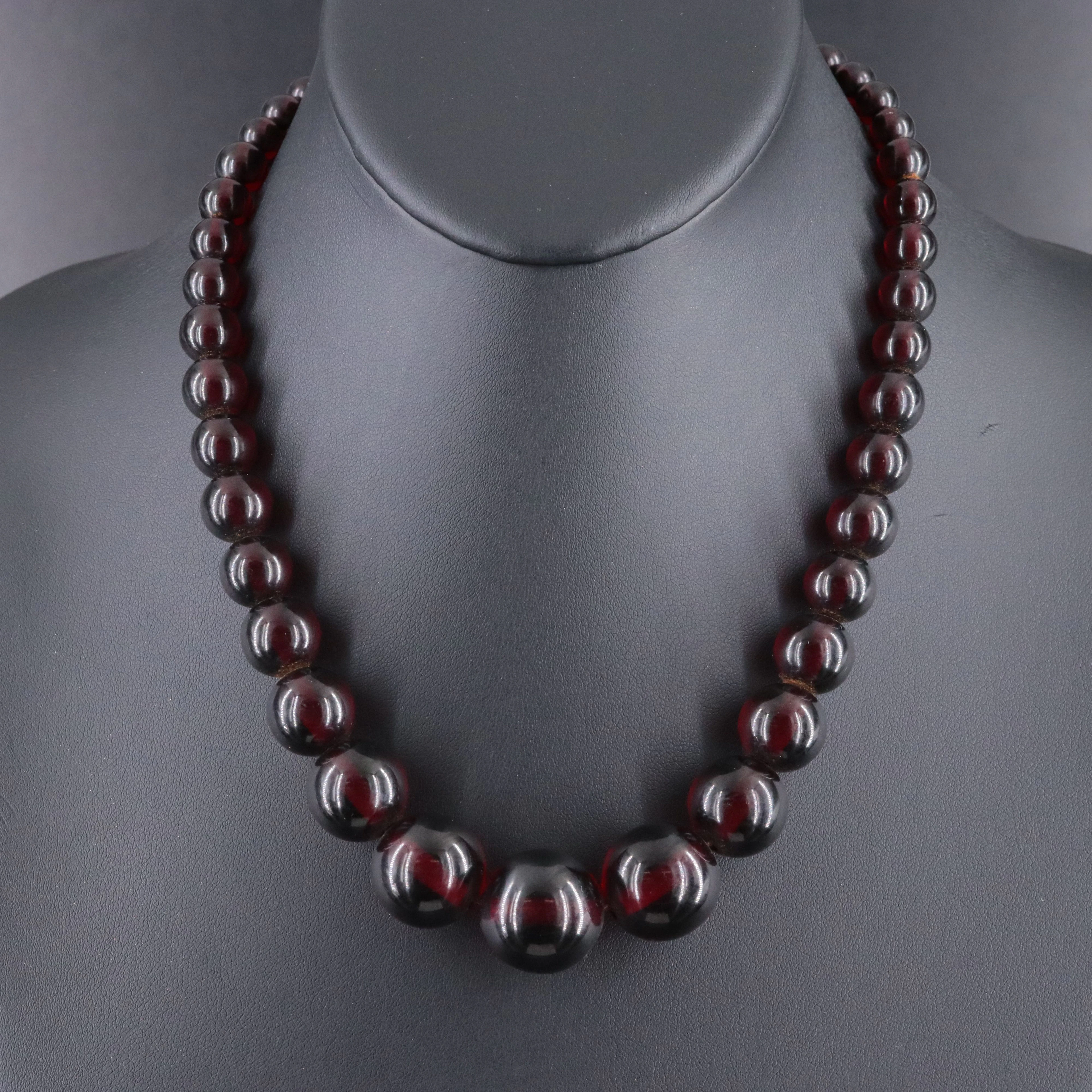 Graduated Bakelite Necklace with Sterling Clasp