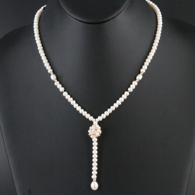 Pearl Necklace with 14K Clasp and Accents