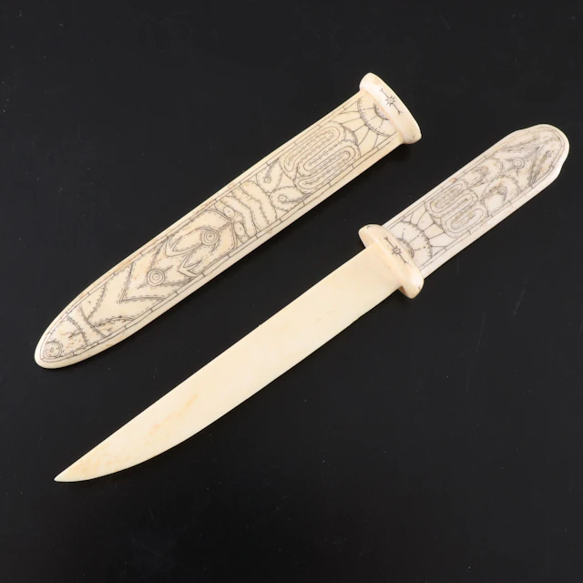 Japanese Style Carved Bone Paper Knife