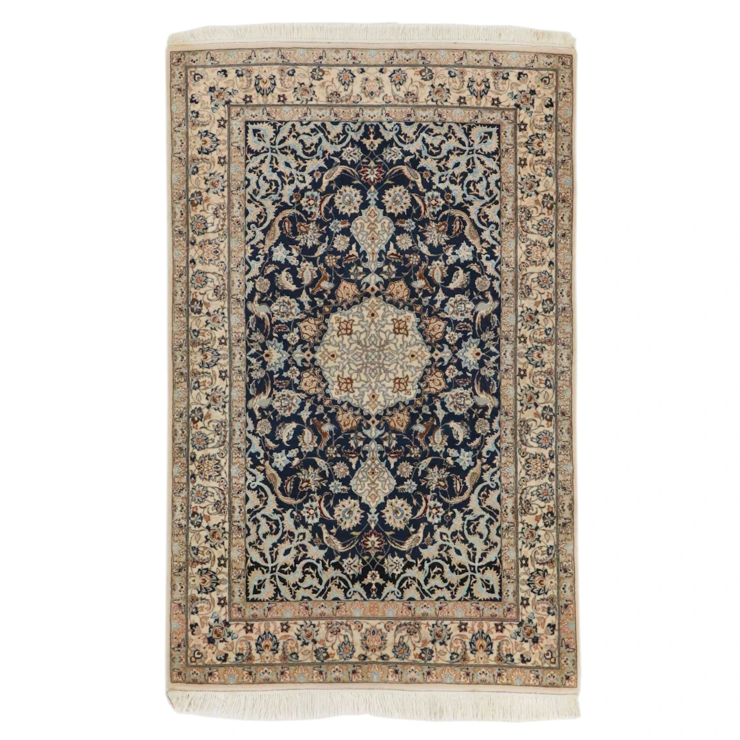 3'9 x 6'1 Hand-Knotted Persian Nain Area Rug