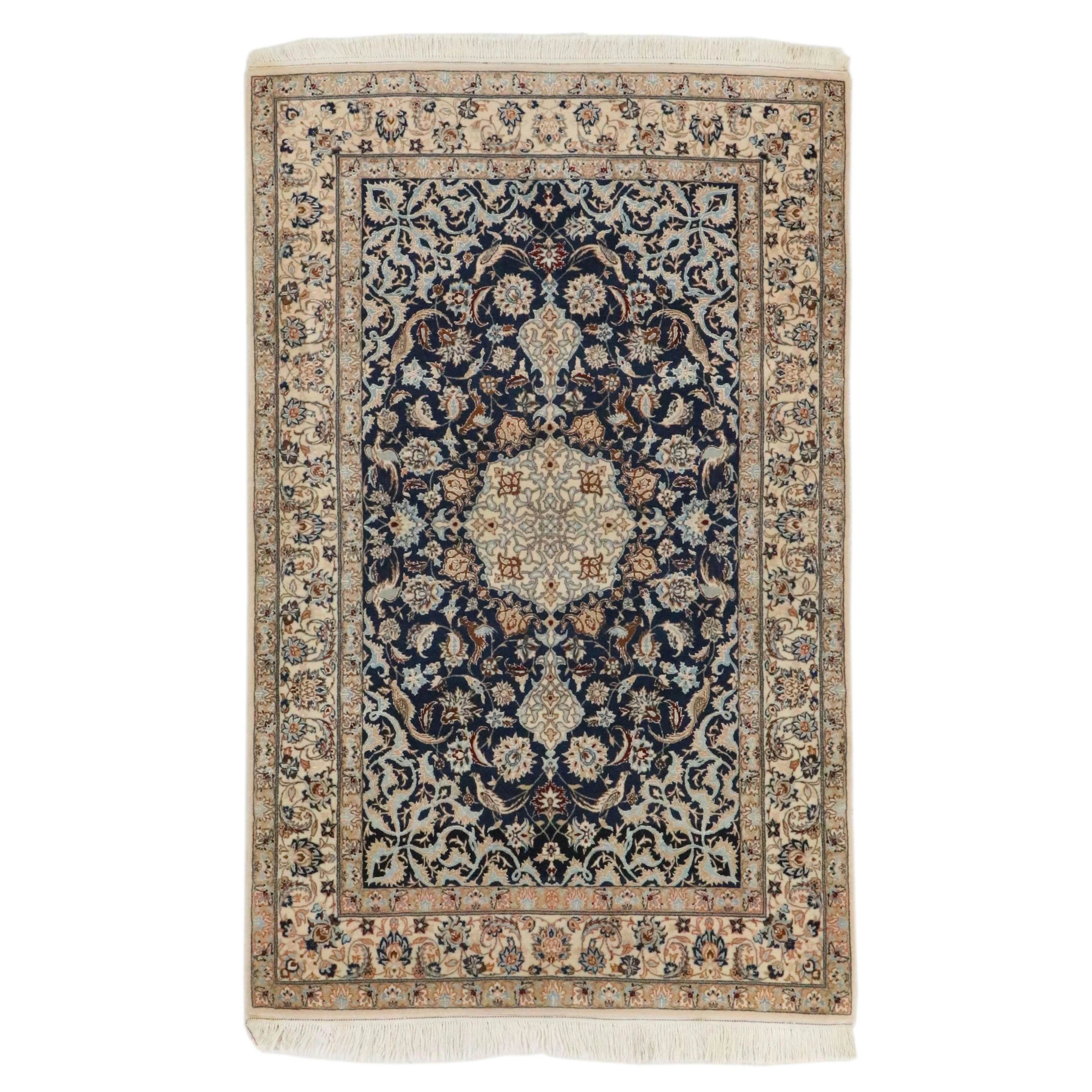 3'9 x 6'1 Hand-Knotted Persian Nain Area Rug