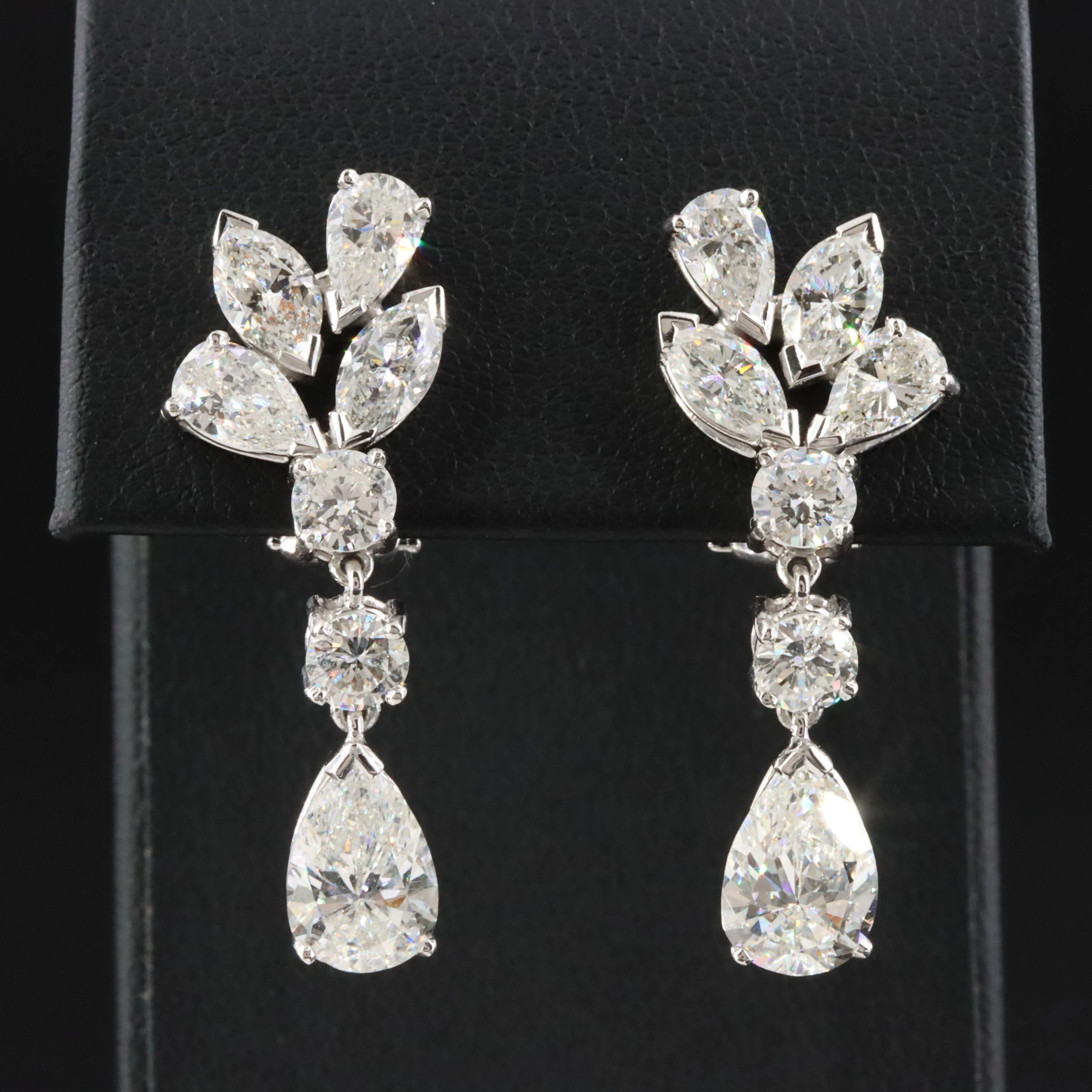 Platinum 6.92 CTW Diamond Pear Drop Earrings with GIA eReports