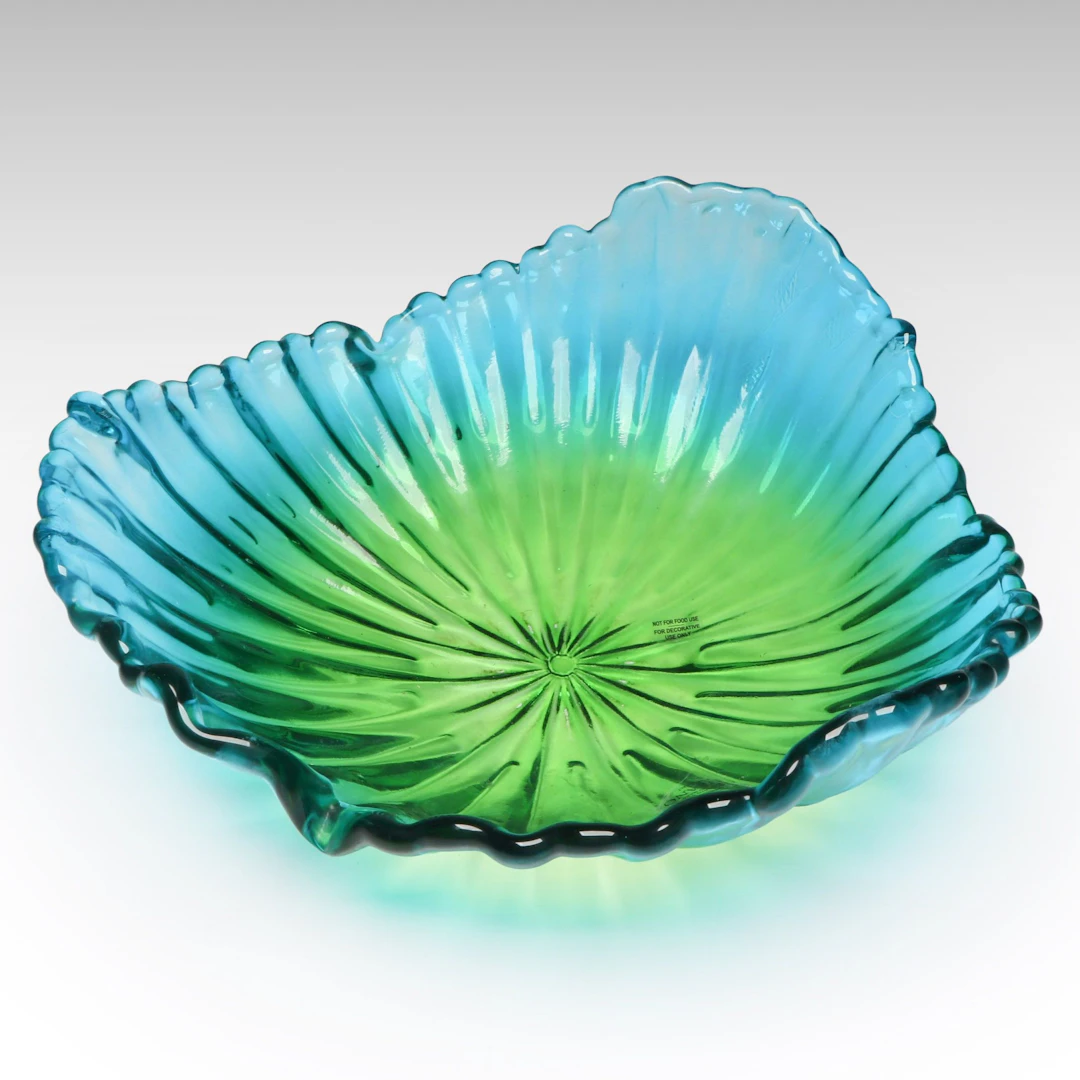 Murano Blue Green Ombré Glass Bowl, Mid to Late 20th Century