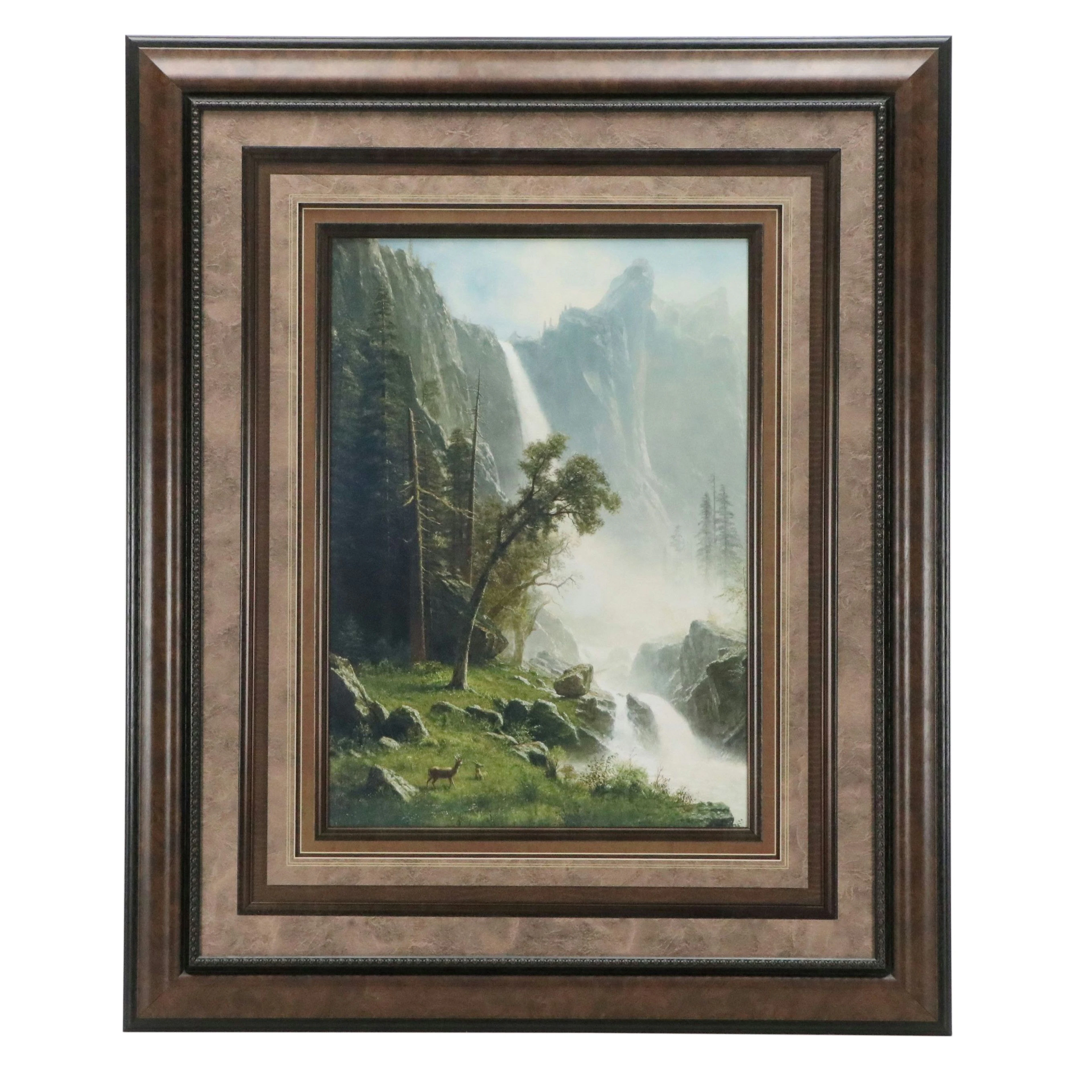 After Albert Bierstadt Offset Lithograph "Bridal Veil Falls, Yosemite"