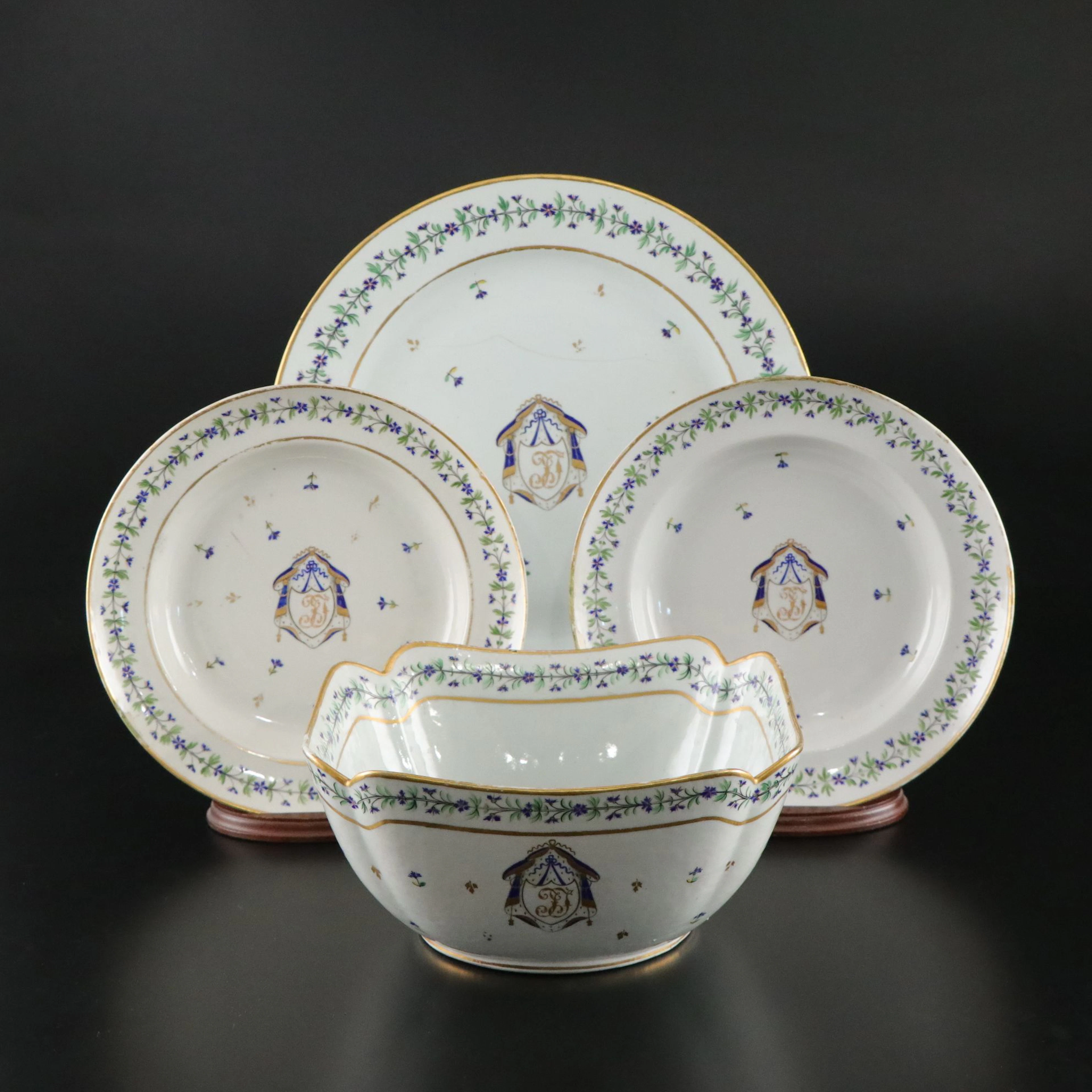 Chinese Export Porcelain Armorial Dinnerware, Mid-18th Century
