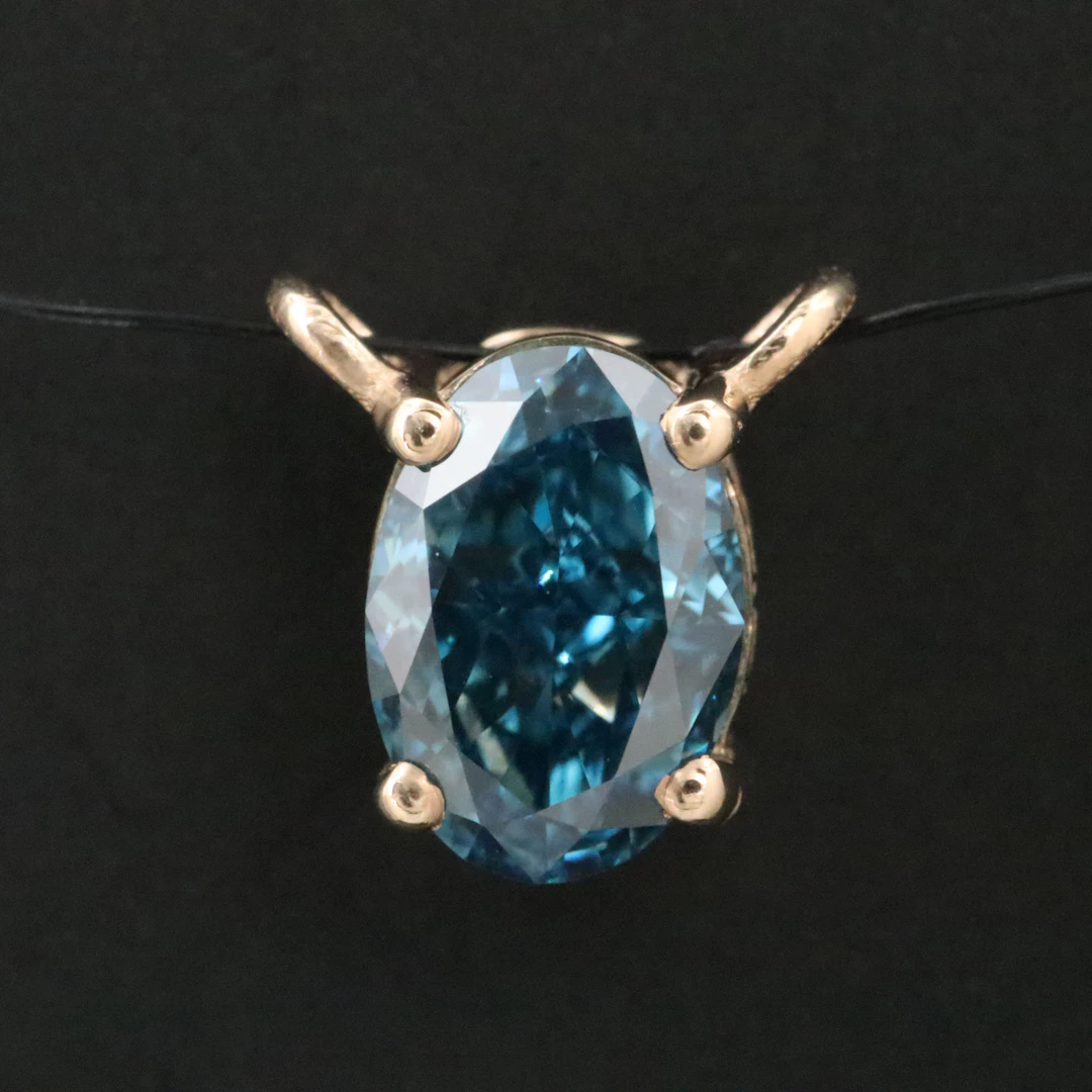 14K 1.06 CT Fancy Blue Lab Grown Diamond Pendant Setting
