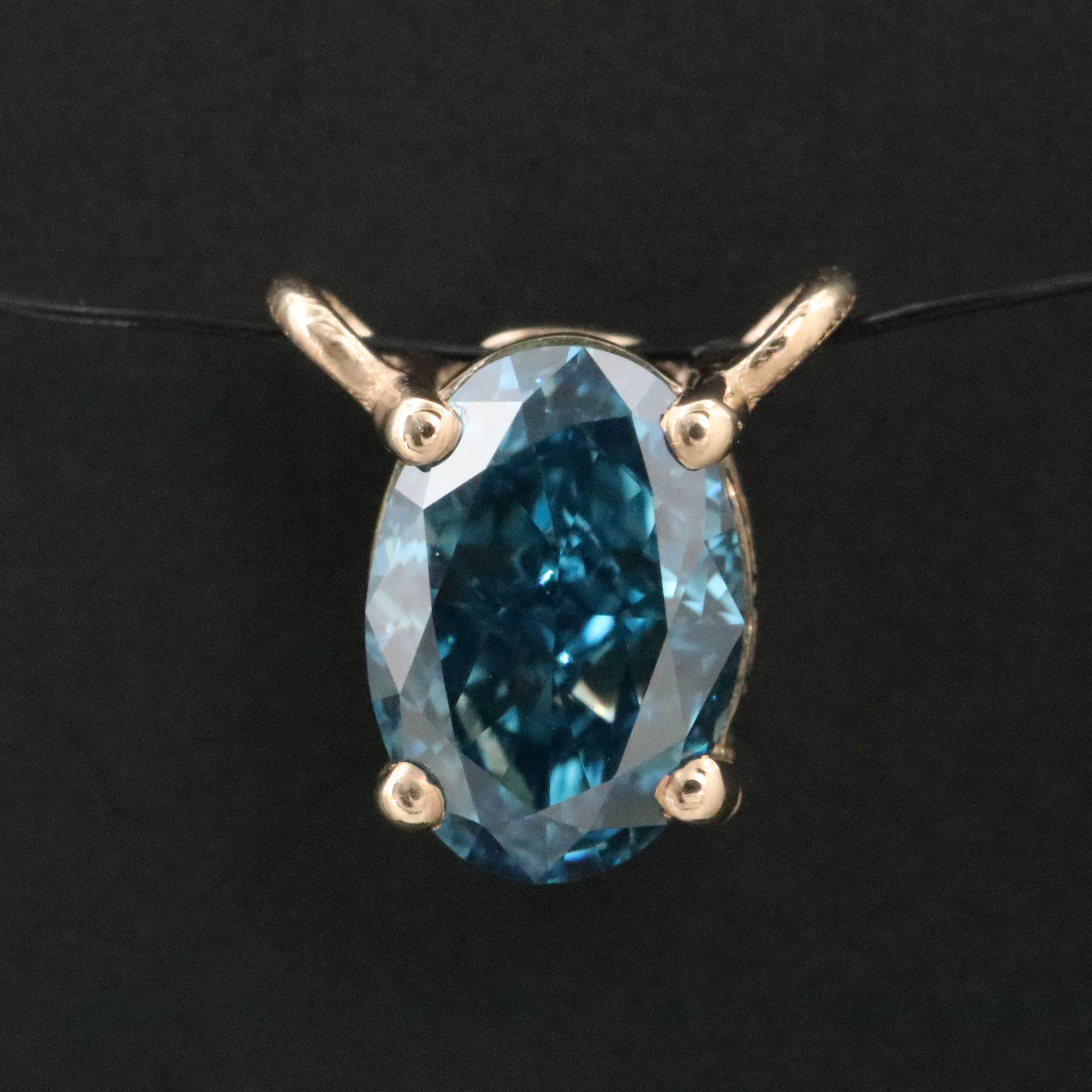 14K 1.06 CT Fancy Blue Lab Grown Diamond Pendant Setting