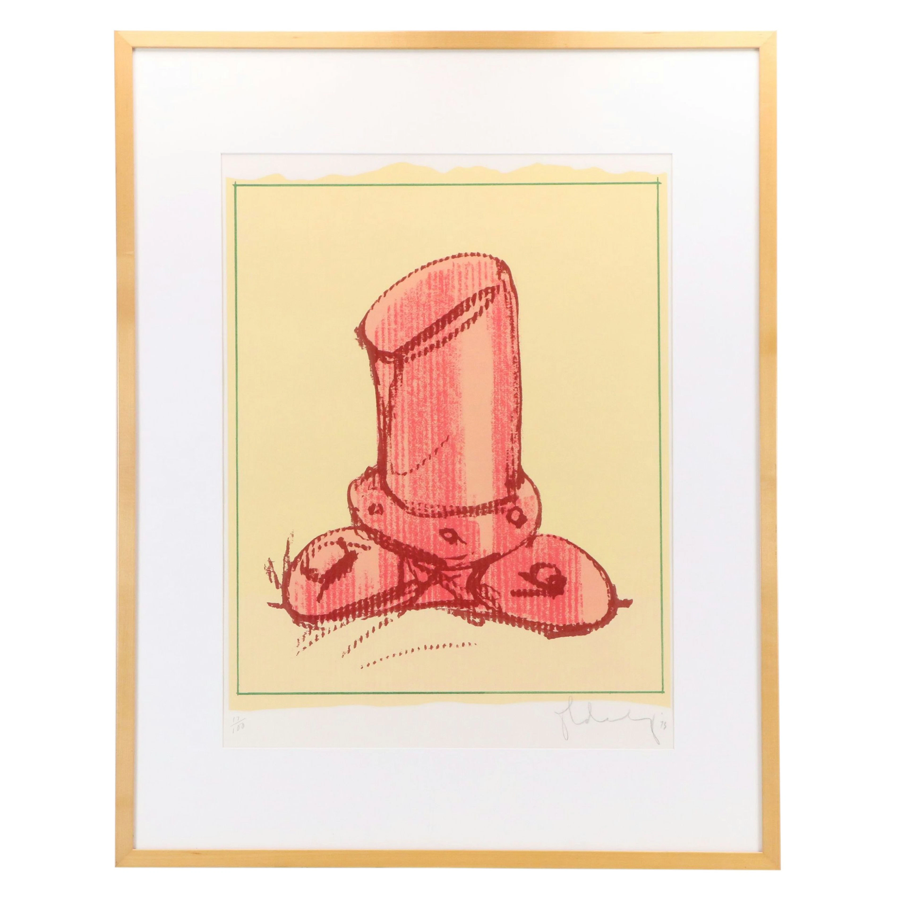 Claes Thure Oldenburg Lithograph "Soft Fire Plug, Inverted," 1973