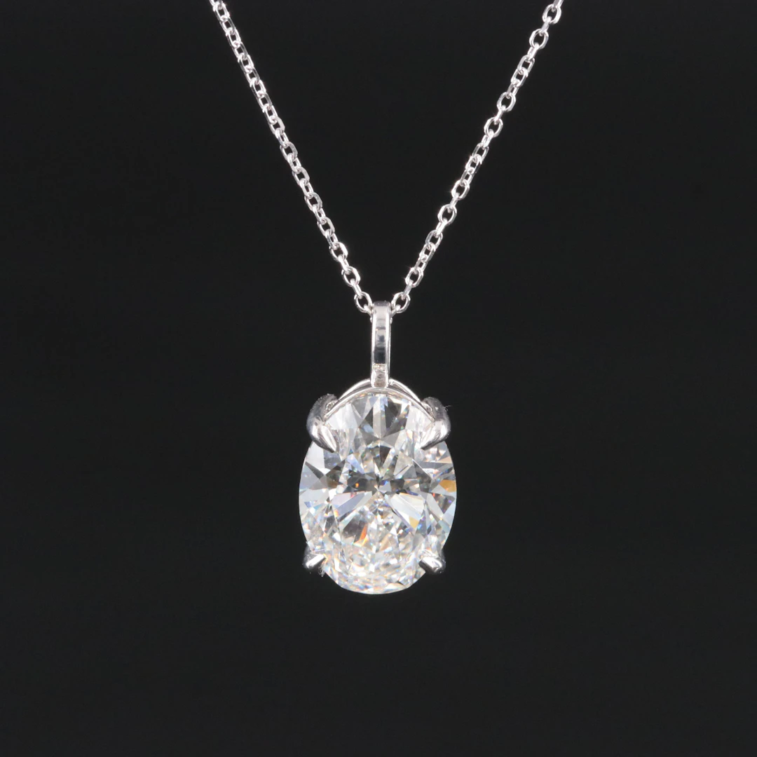 14K 3.98 CT Lab Grown Diamond Necklace with IGI Report
