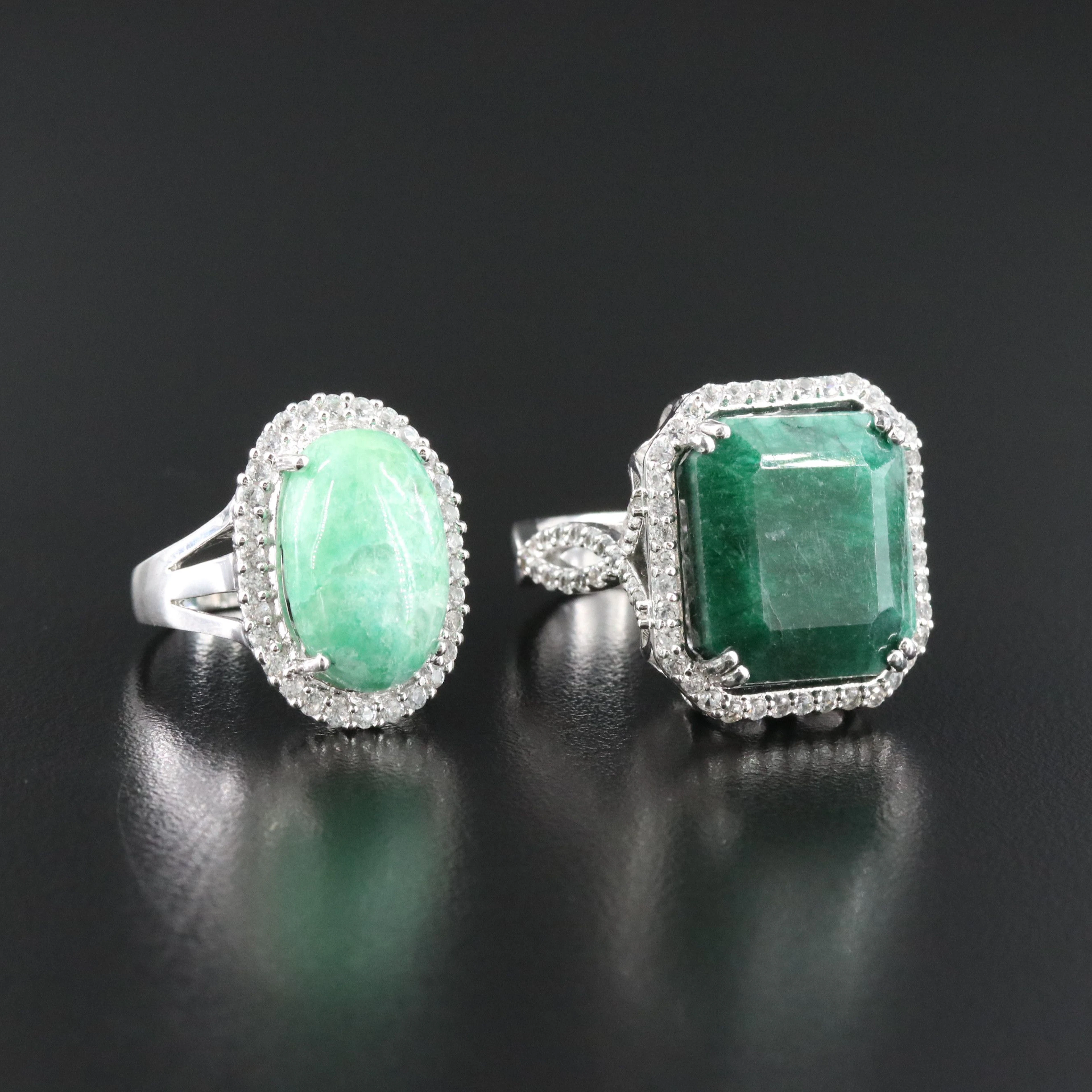 Sterling Rings with Aventurine, Beryl and CZ