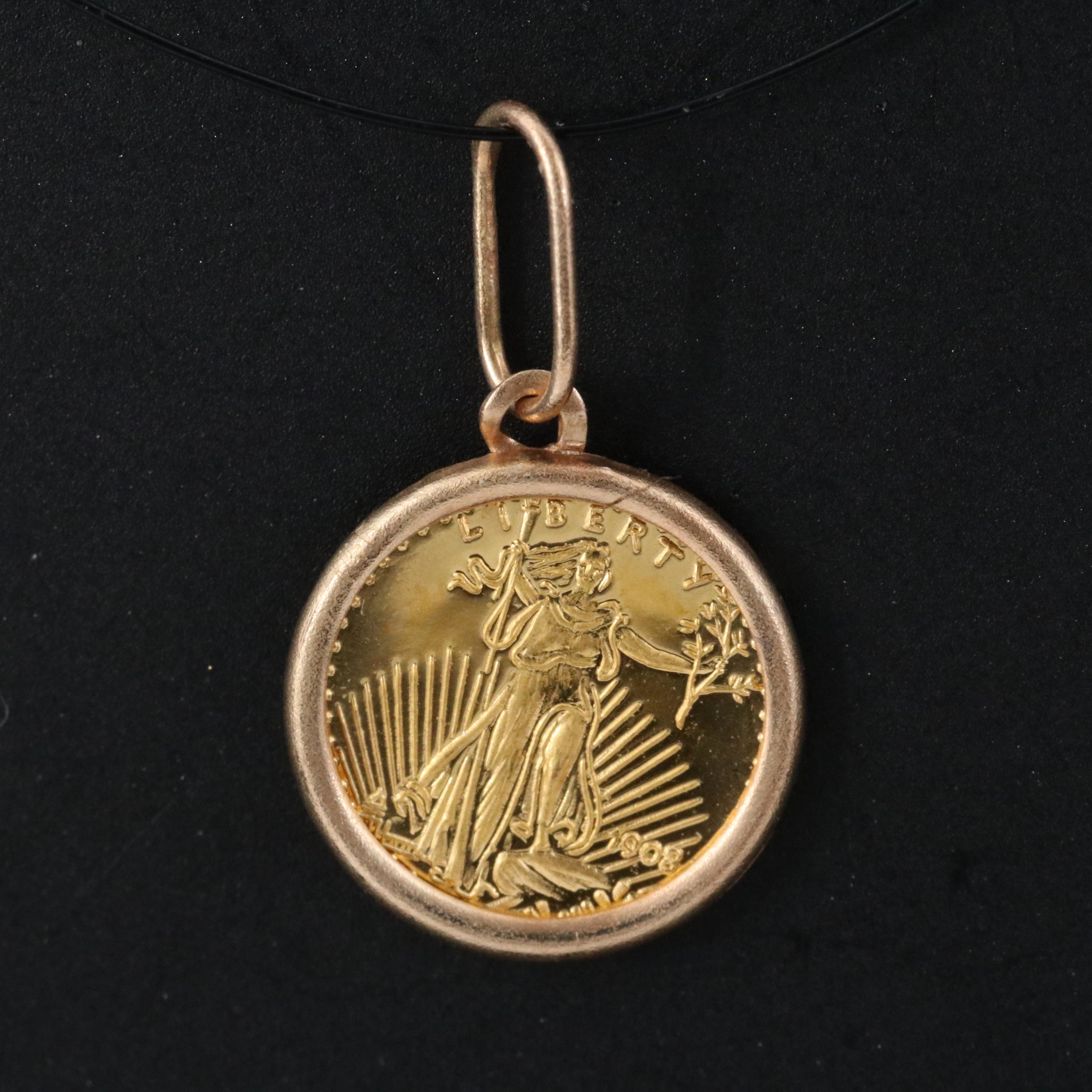 14K Pendant with 24K Saint-Gaudens Replica $20 Coin