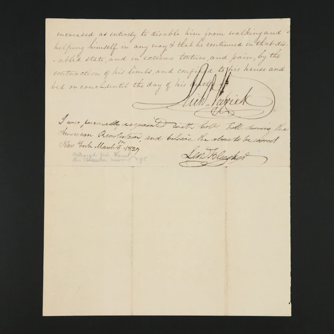 Richard Varick and Len Bleeker Signed Letter, Early 19th Century