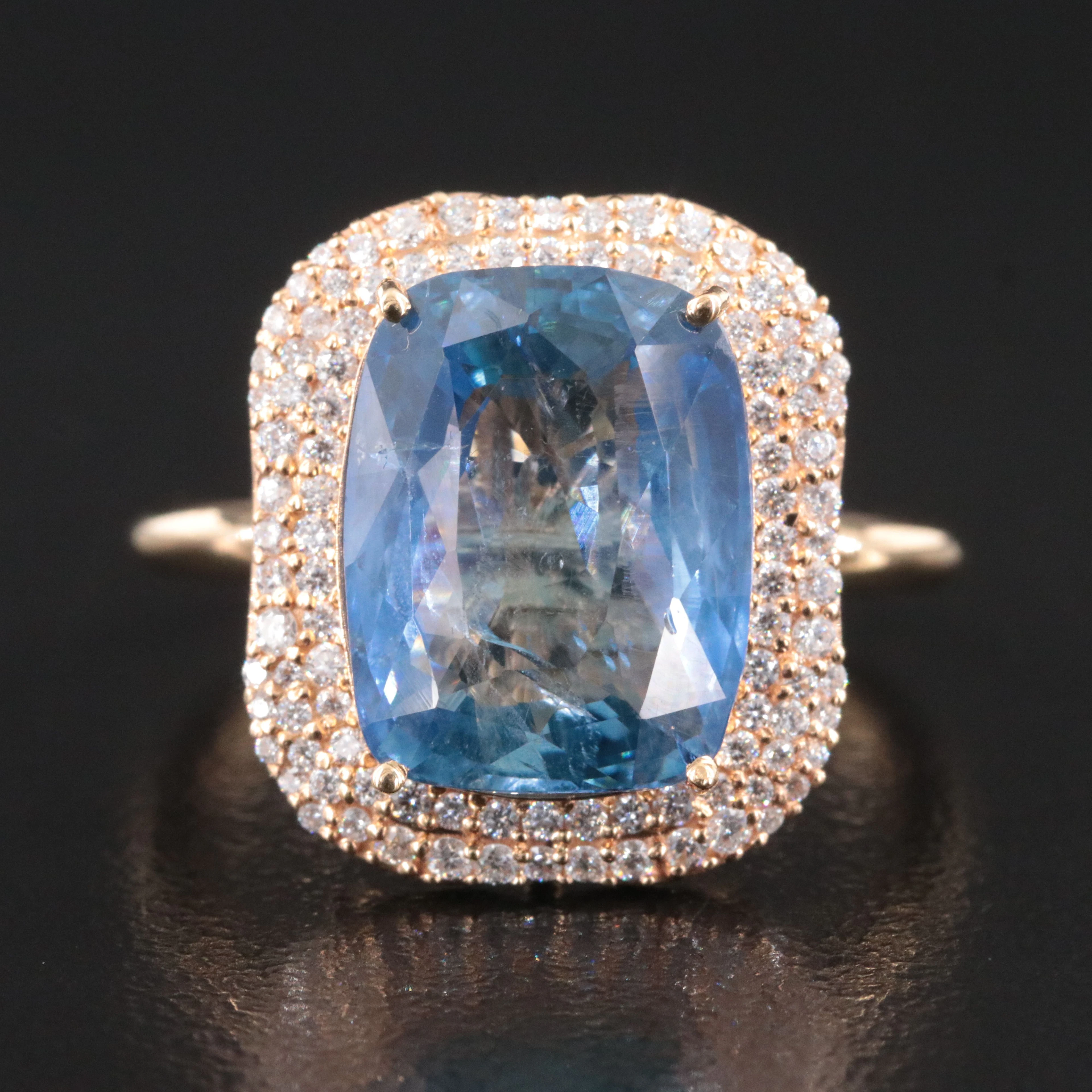 18K 6.91 CT Unheated Ceylon Sapphire and Diamond Ring with GIA Report