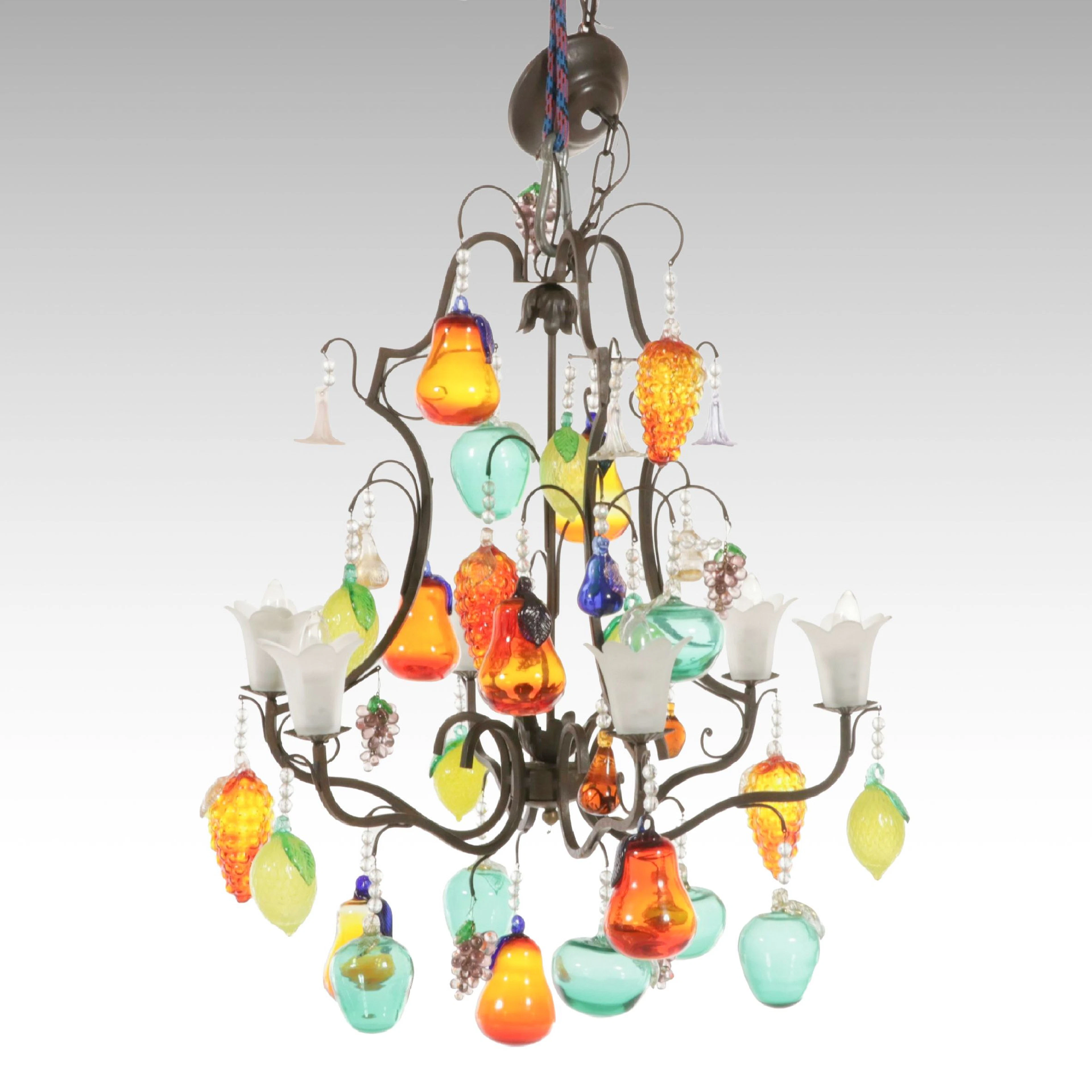 Murano Style Multicolor Glass Fruit Chandelier