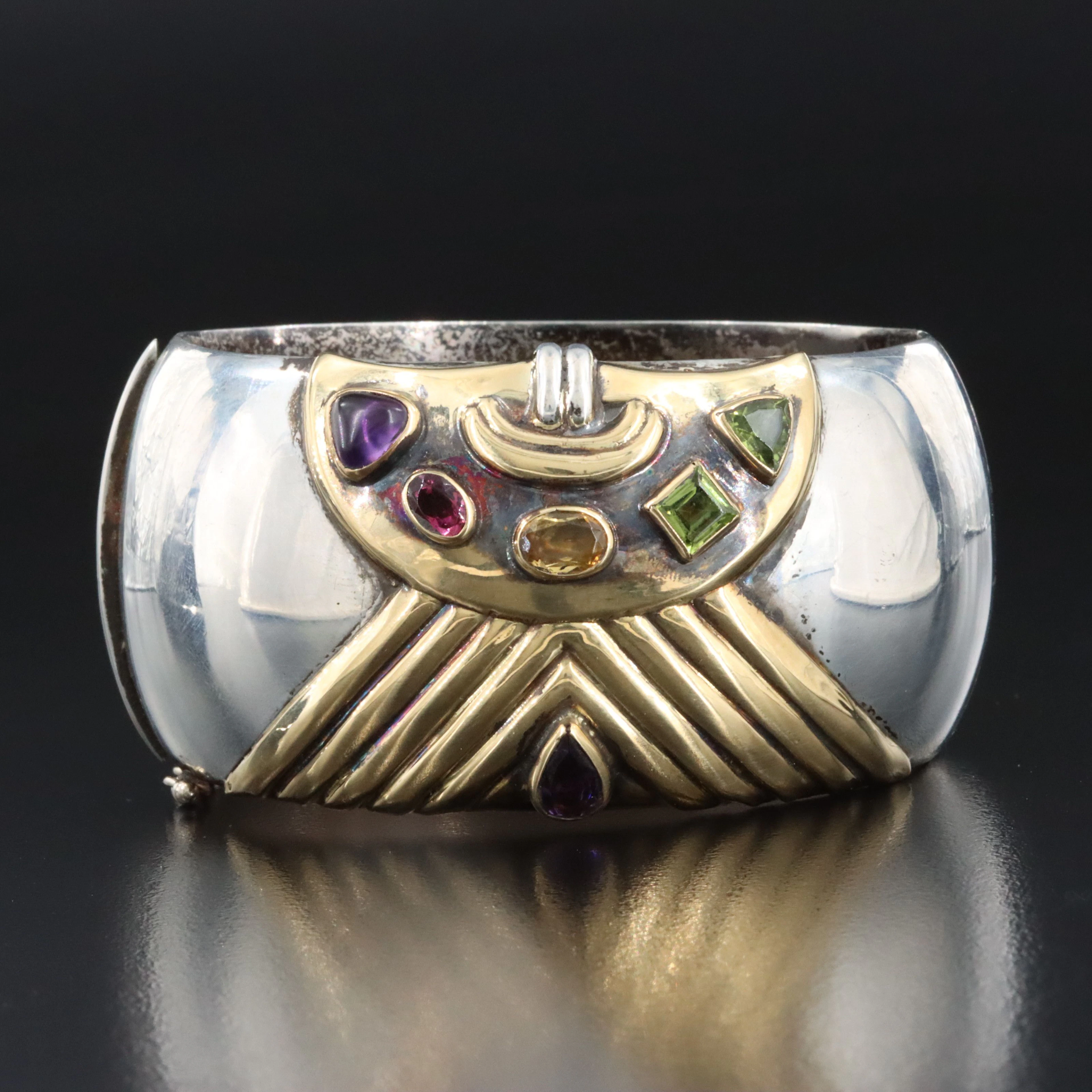 La Nouvelle Bague Sterling,18K and Gemstone Hinged Bracelet Including Amethyst