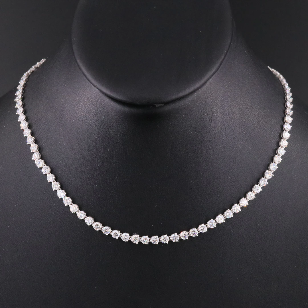 14K 16.93 CTW Lab Grown Diamond Rivière Necklace with IGI Jewelery Report