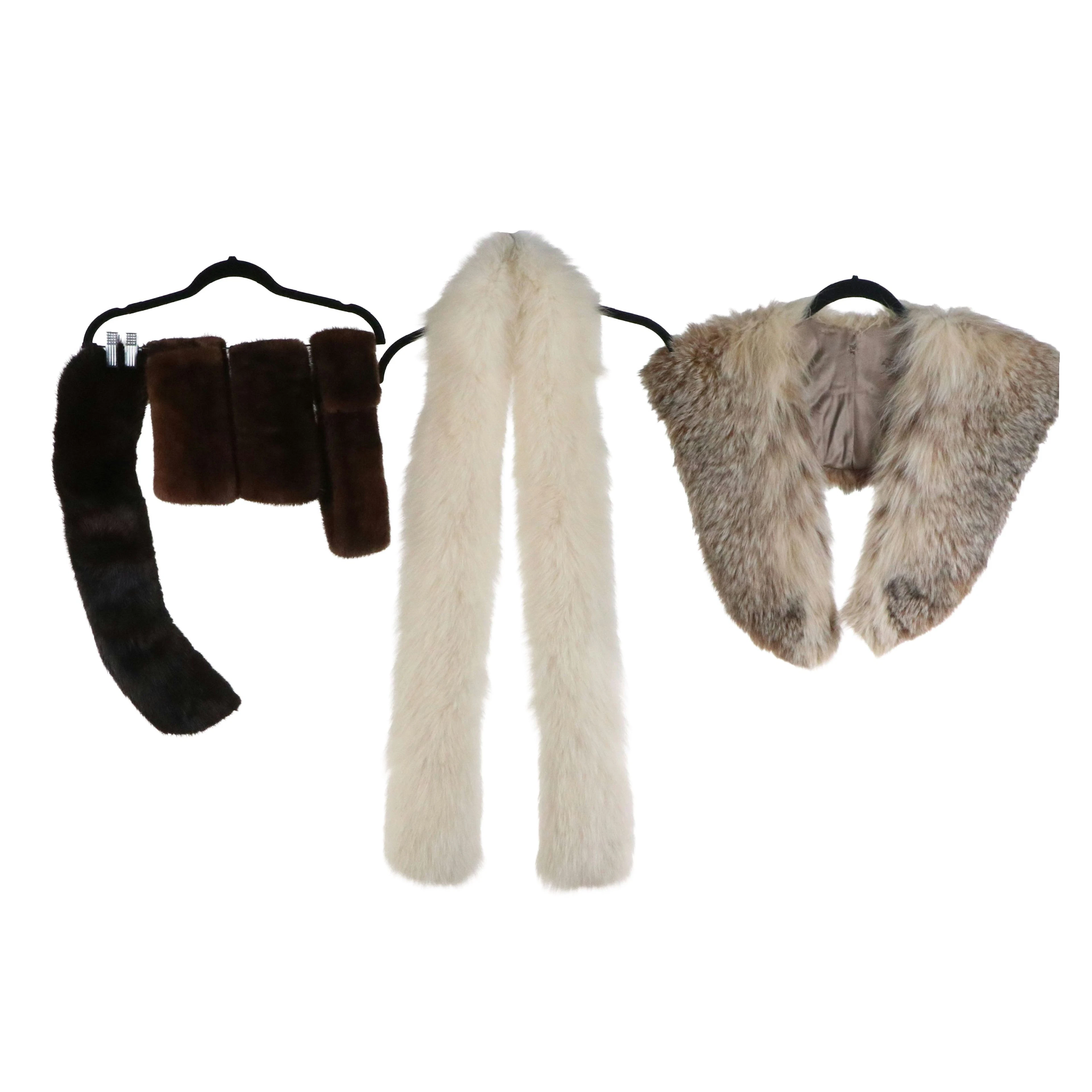 Arctic Fox Fur Boa Scarf, Coyote Fur Collar/Stole, Mink Fur Collars and Cuffs