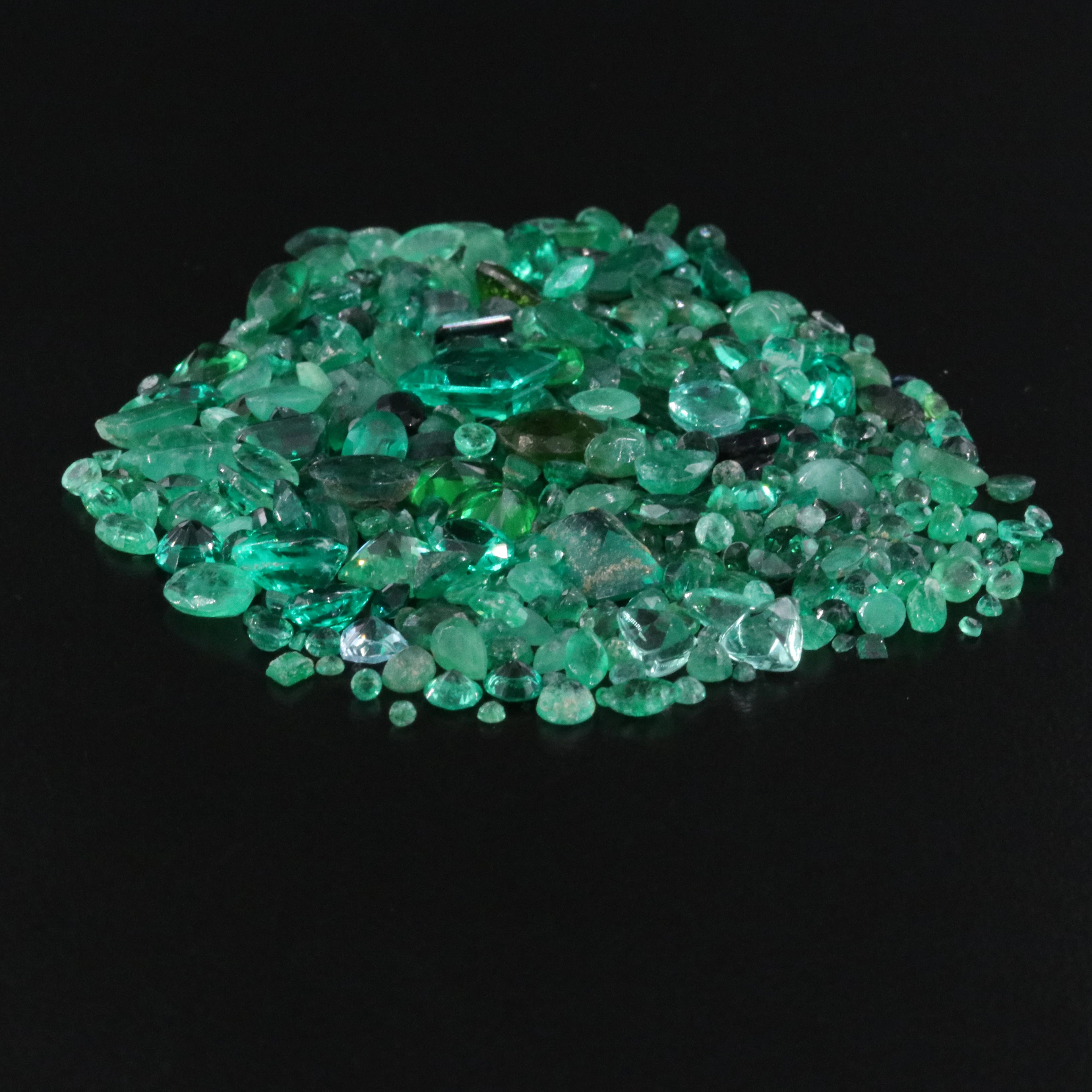 Loose 56.80 CTW Green Lot Featuring Emerald, Lab Grown Emerald and Diopside