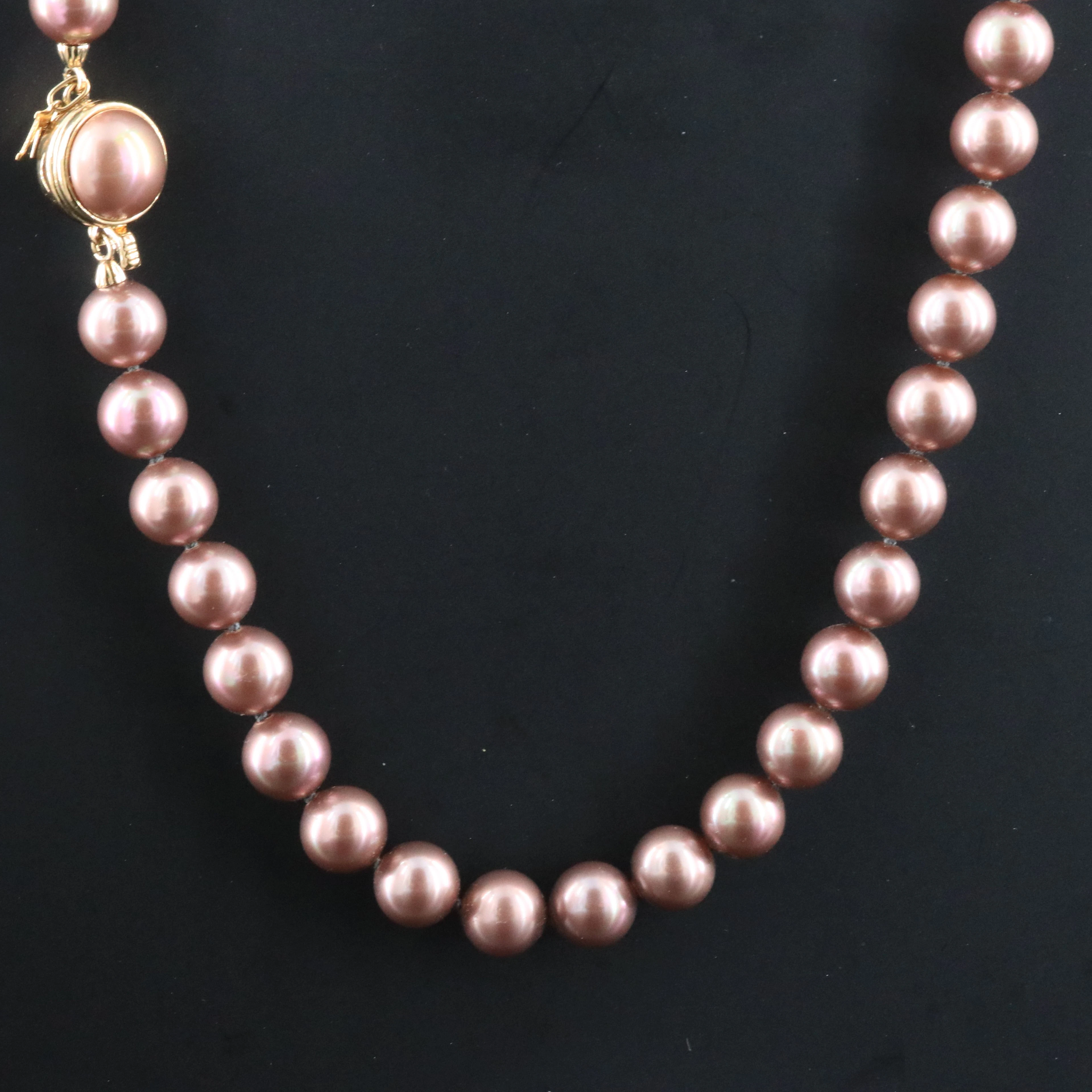 Majorica Faux Pearl Necklace with Sterling Clasp and Tag