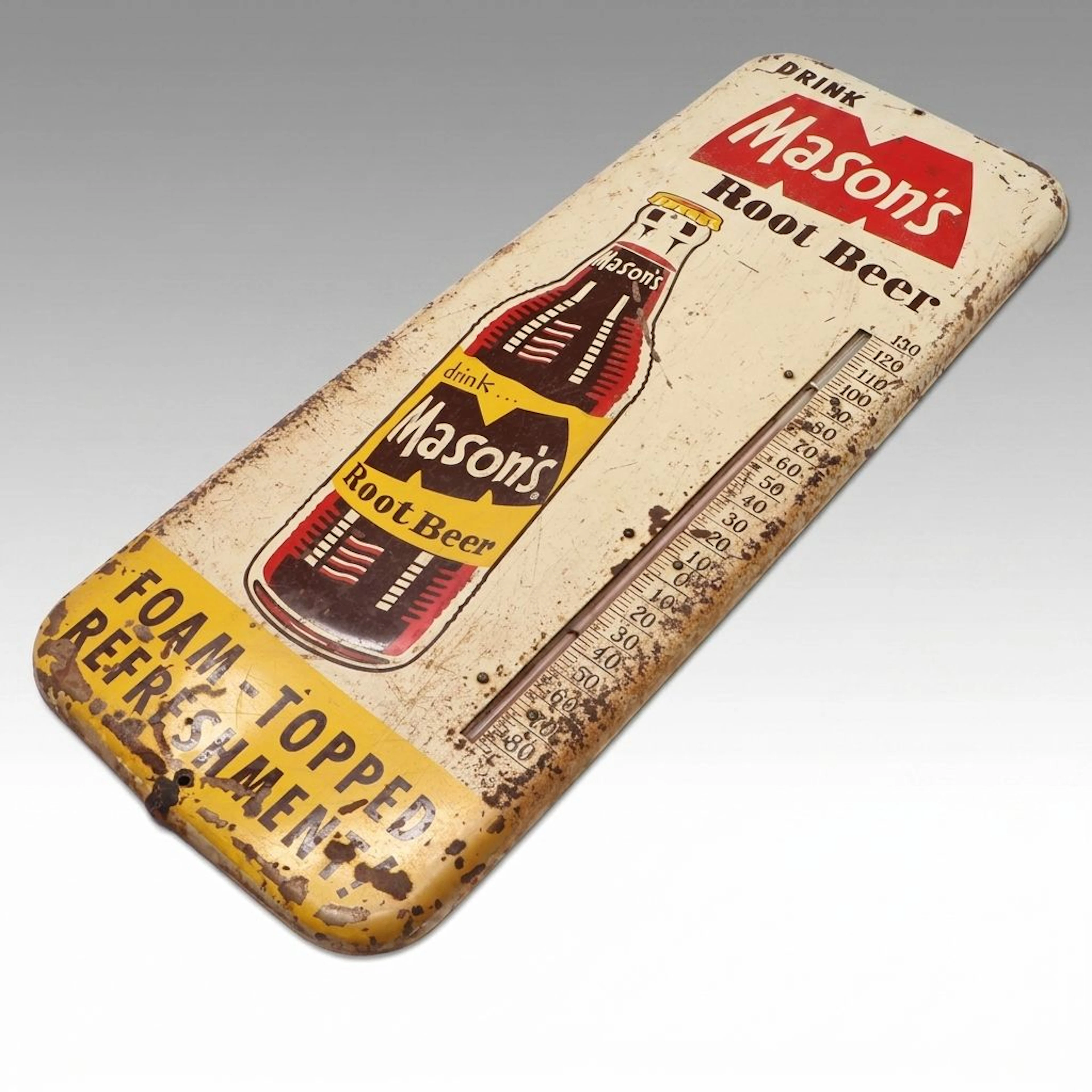 Mason's Root Beer Advertising Thermometer Sign, Mid-20th Century