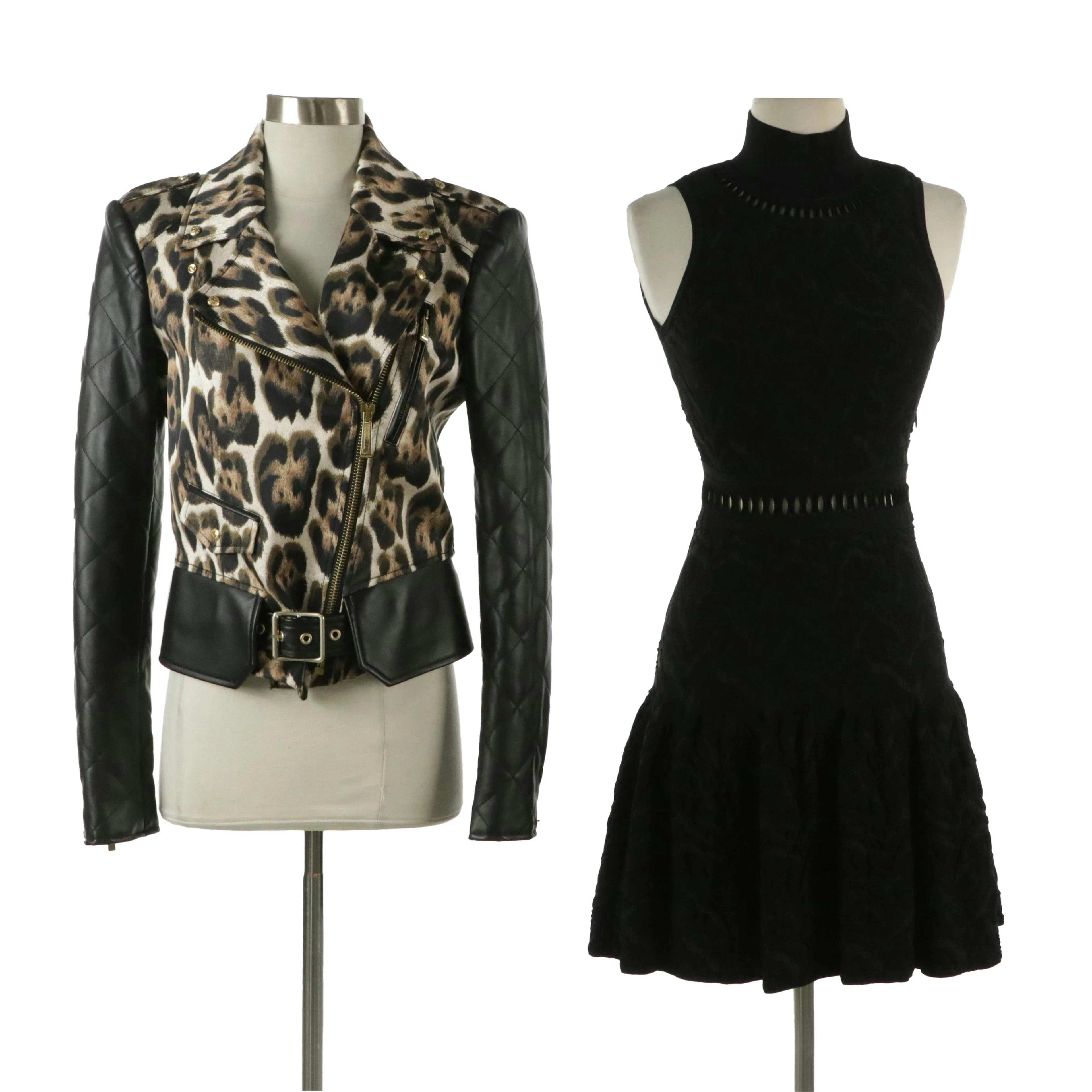 Roberto Cavalli Sleeveless Knit Dress and Just Cavalli Textile Moto Jacket