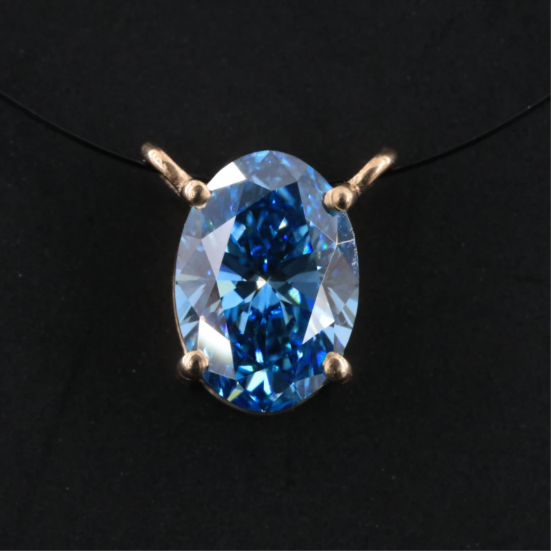 14K Pendant Setting with 1.55 CT Lab Grown Fancy Blue Diamond