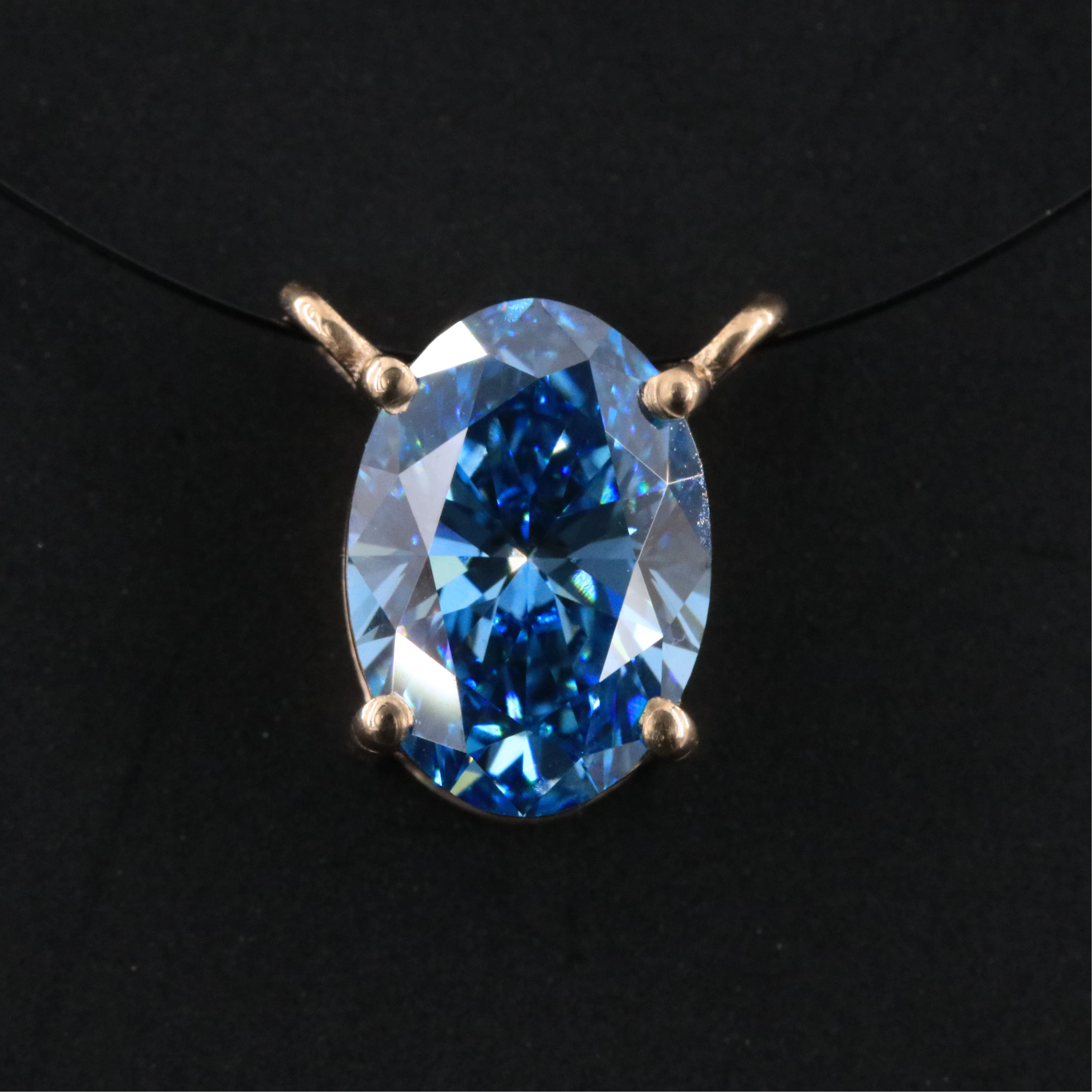 14K Pendant Setting with 1.55 CT Lab Grown Fancy Blue Diamond