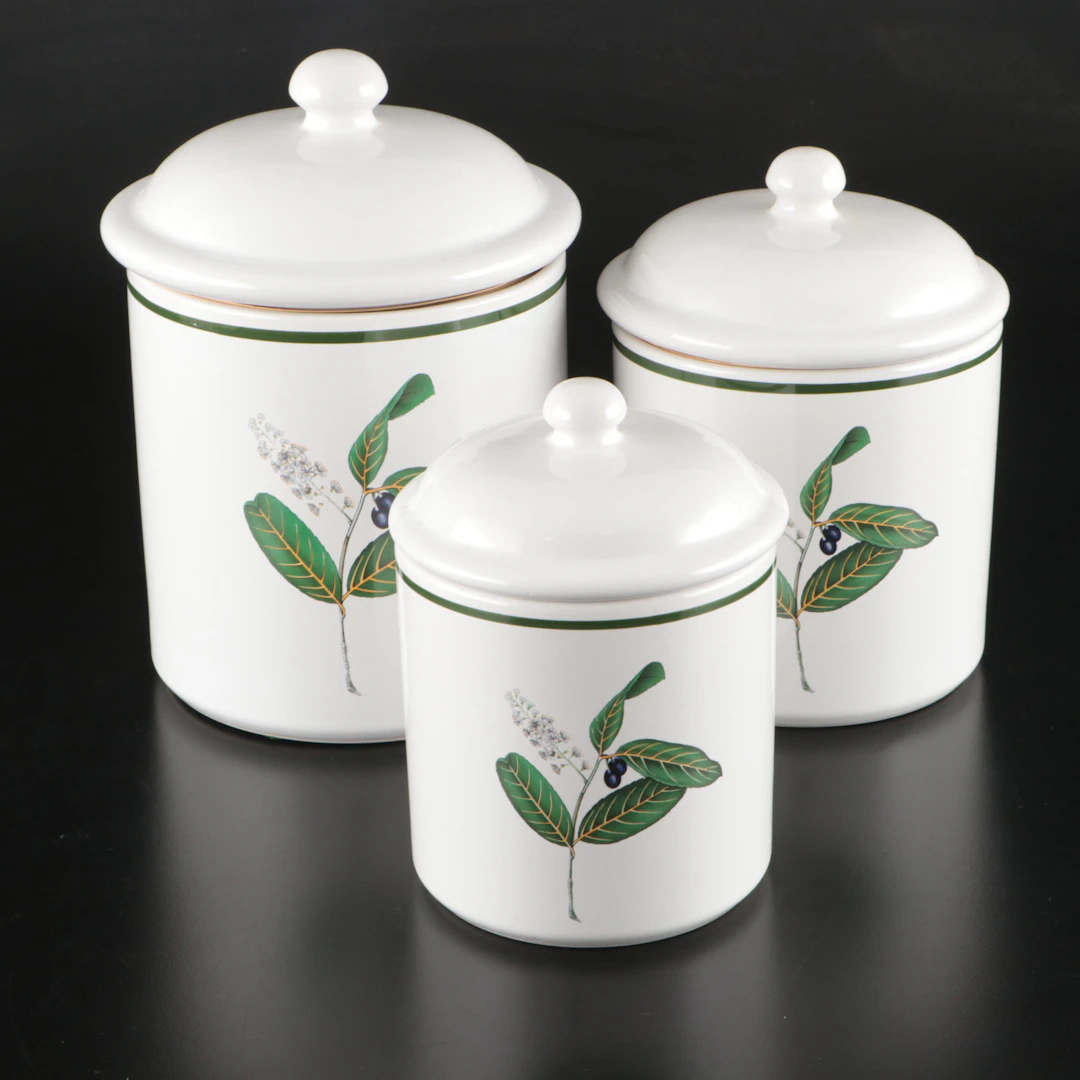 Portuguese Olive Motif Ceramic Canister Set