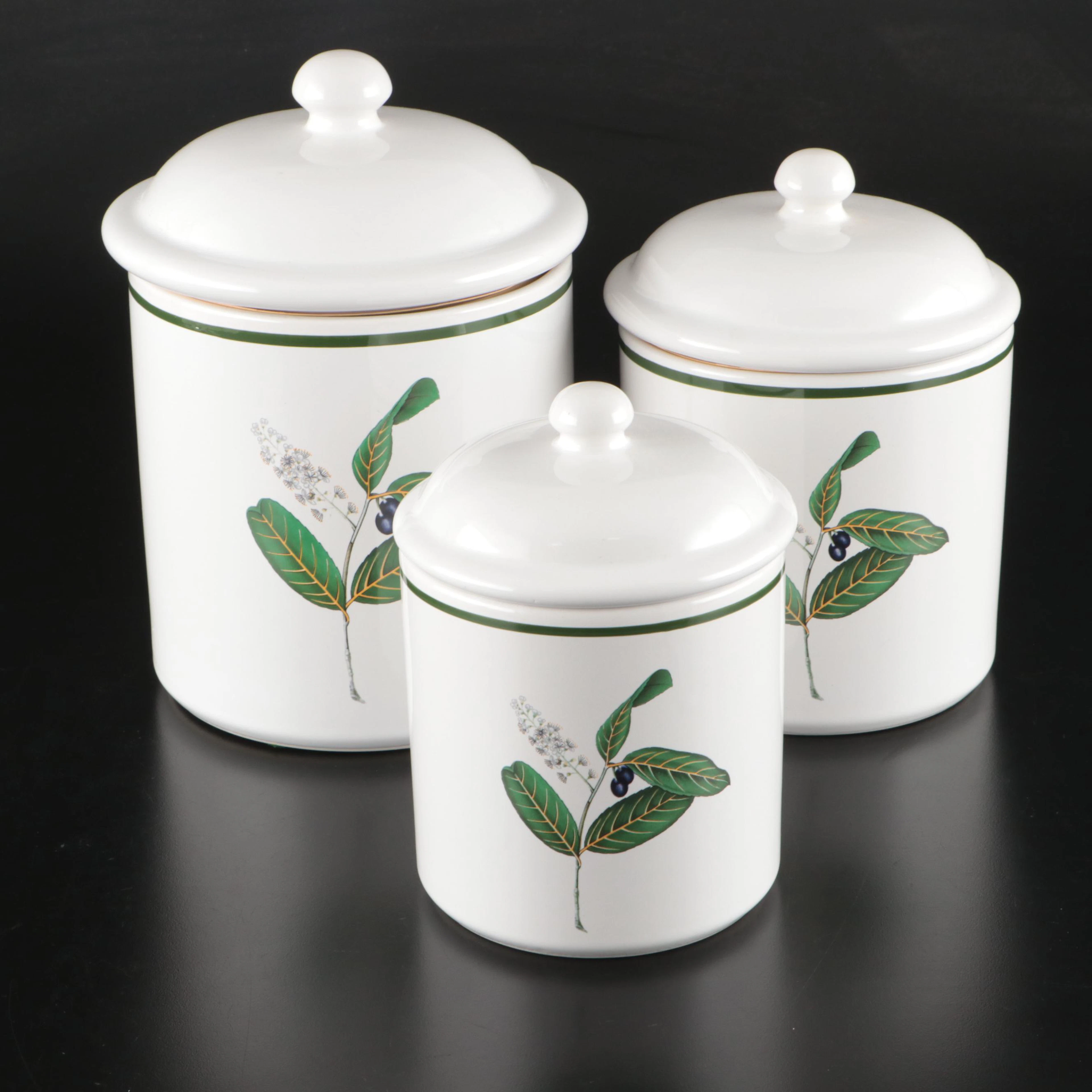 Portuguese Olive Motif Ceramic Canister Set