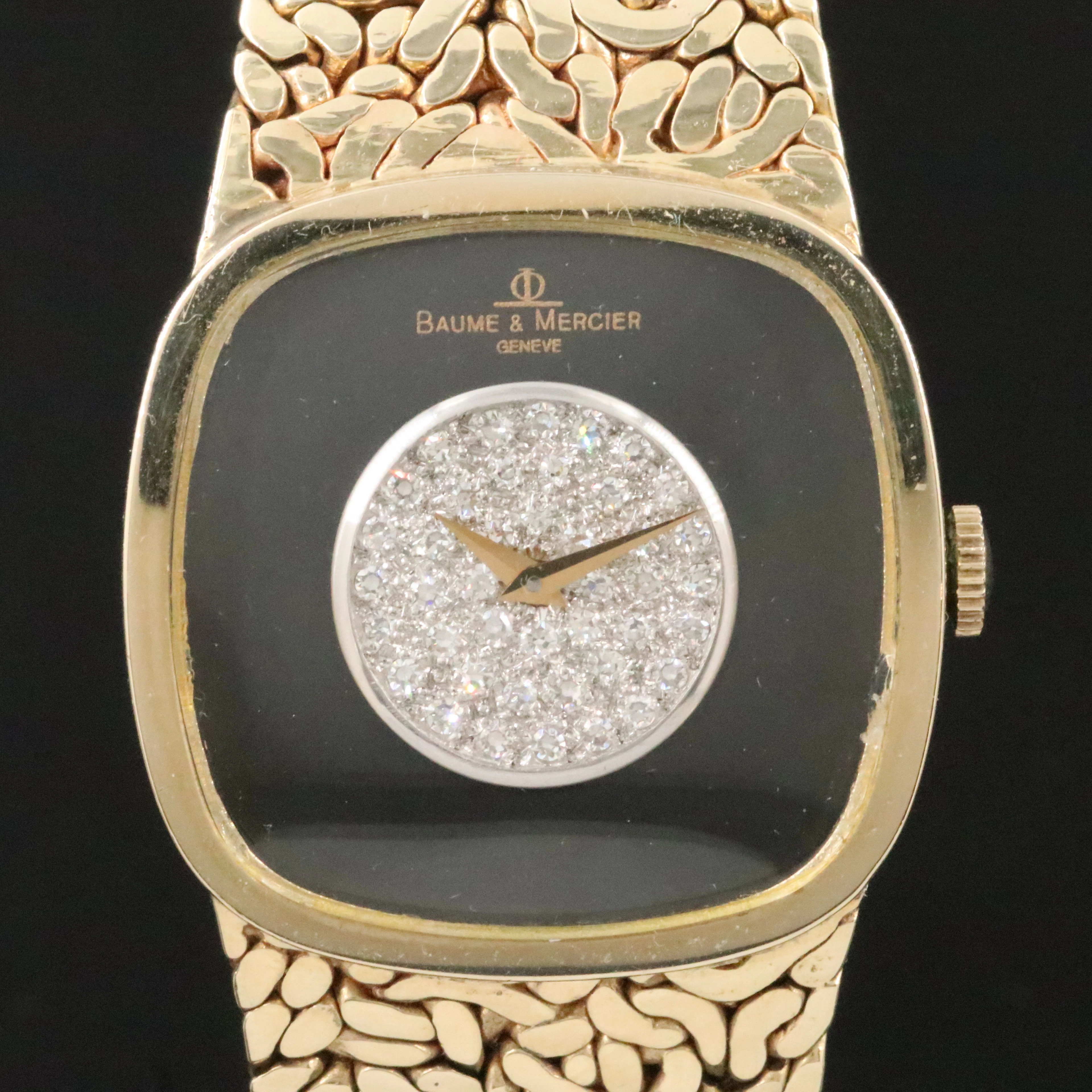 Baume & Mercier 14K Pavé Diamond and Enamel Dial Byzantine Quartz Watch