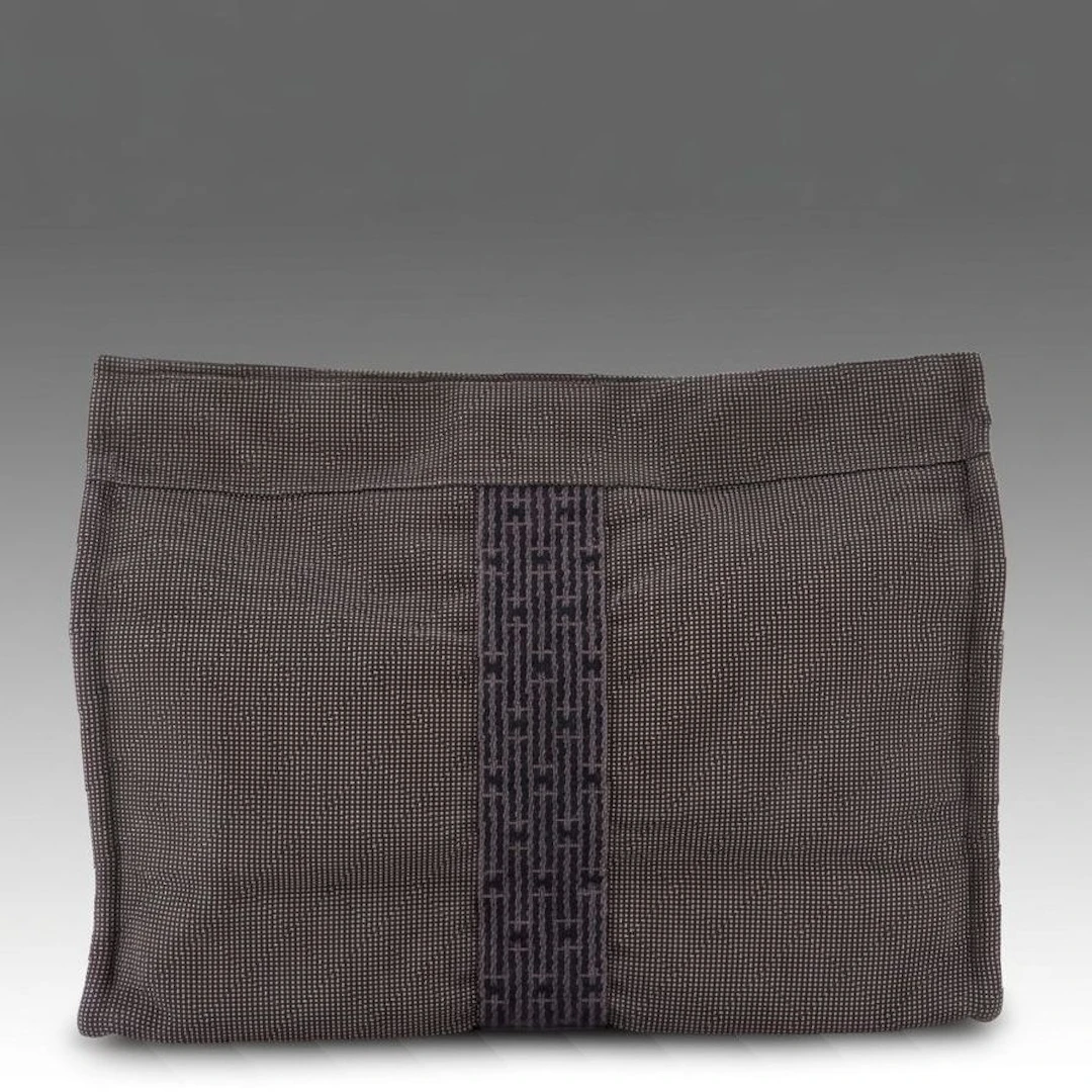 Hermès Herline Pouch MM Clutch Bag in Gray Canvas