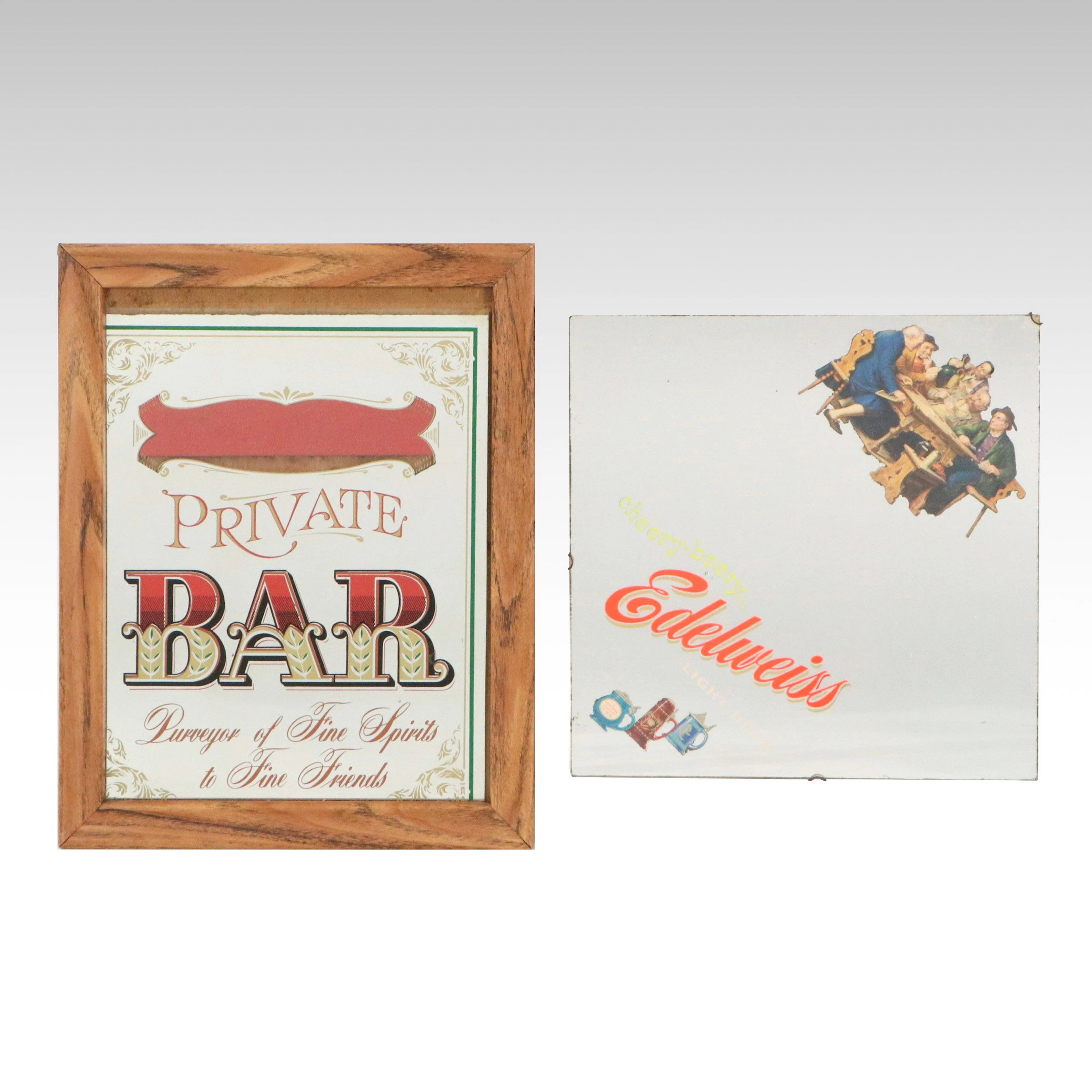 Private Bar and Edelweiss Bar Back Mirrored Signs