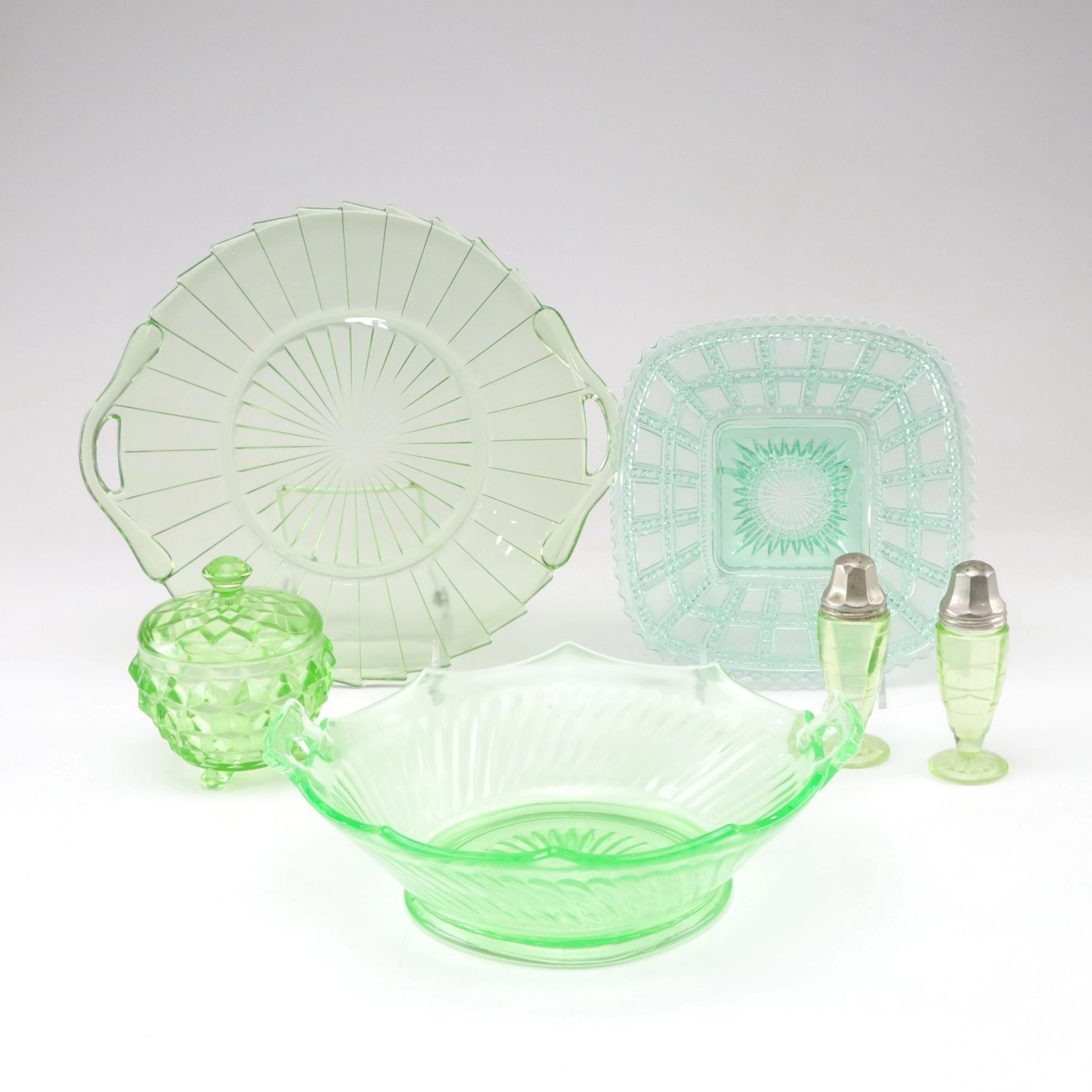 Imperial Glass, Anchor Hocking, Jeannette Glass Uranium Powder Jar, & More