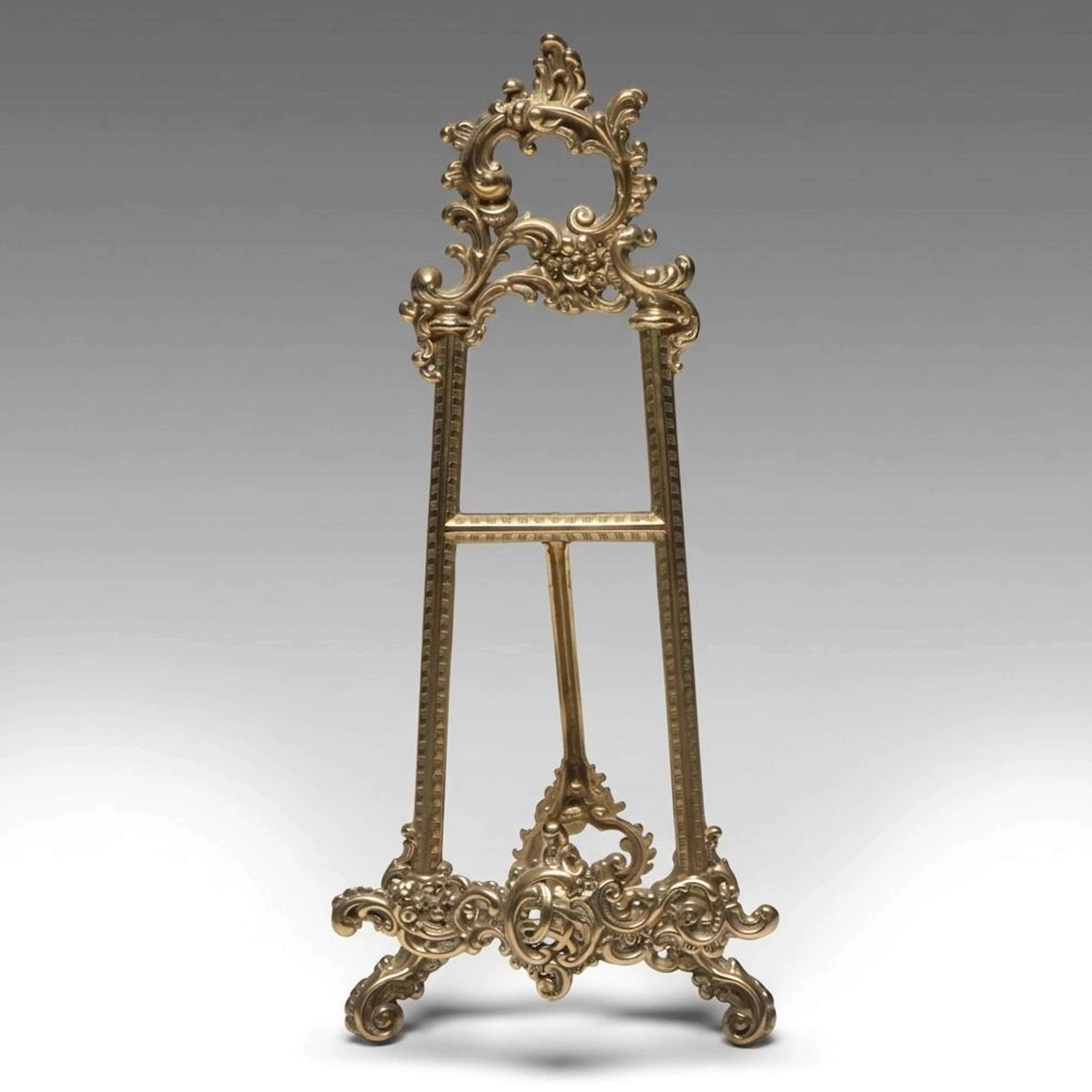 Rococo Style Ornate Brass Easel, Vintage
