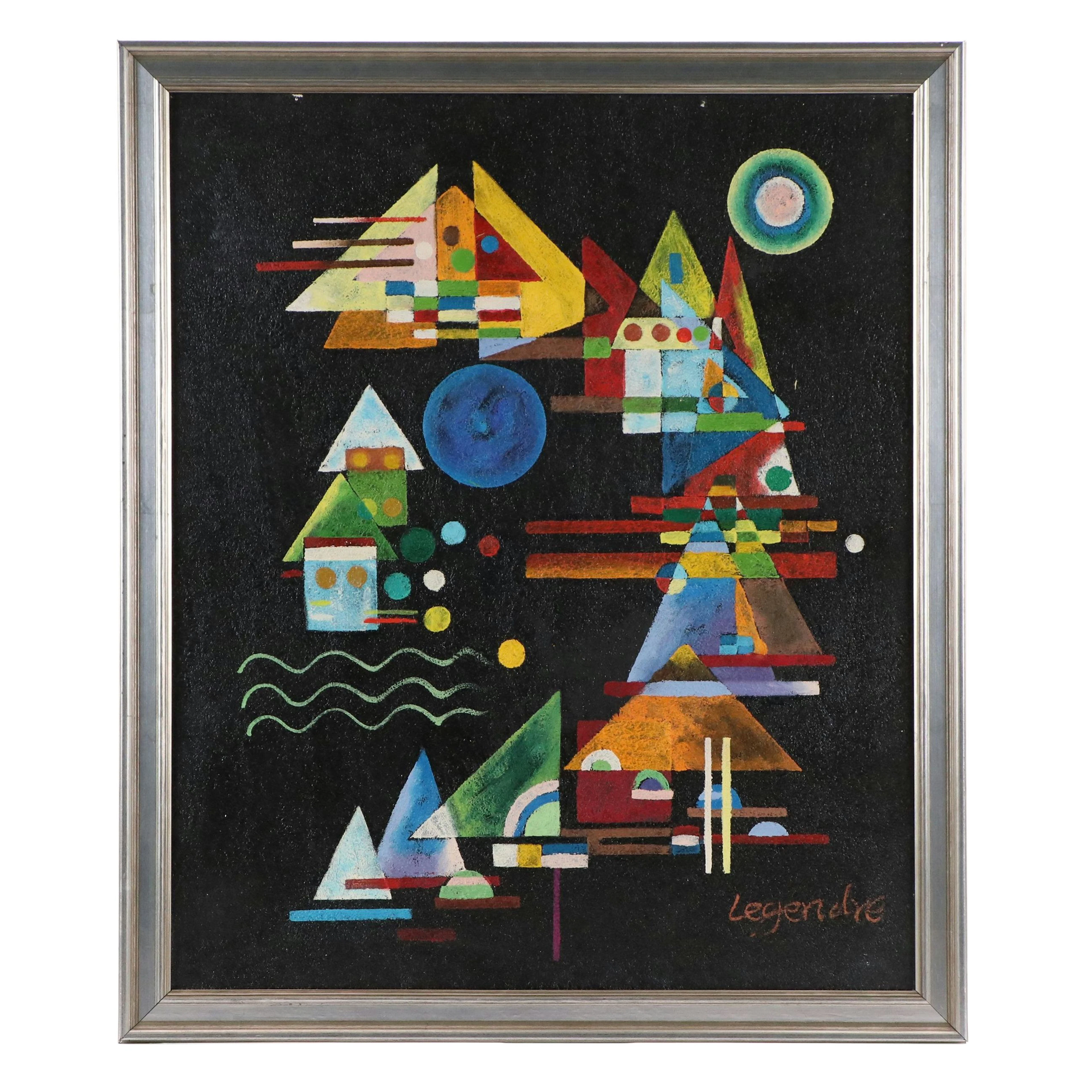 Abstract Oil Painting After Wassily Kandinsky "Spitzeen em Boden," 21st Century