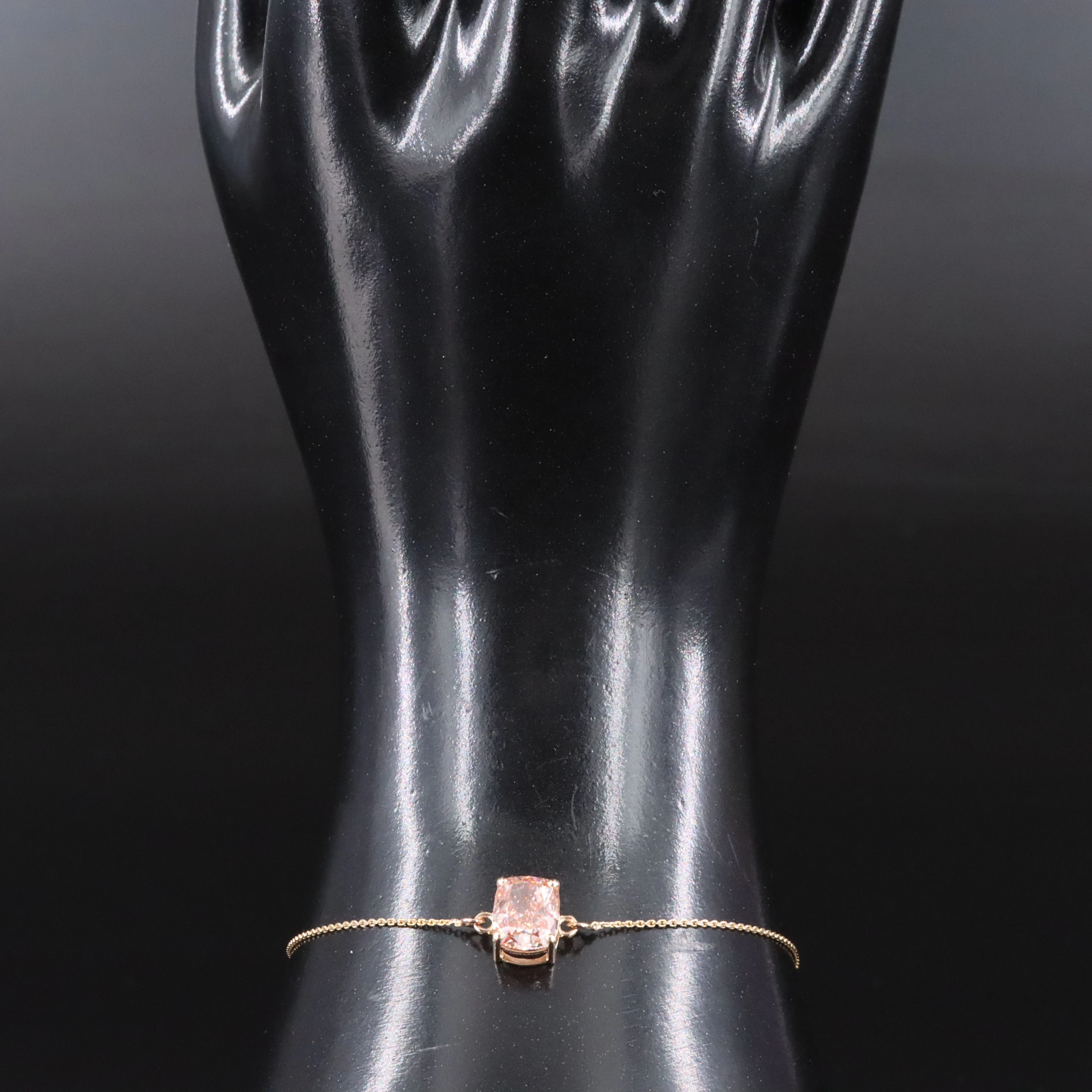 14K 2.51 CT Lab Grown Fancy Vivid Pink Diamond Bracelet with IGI Report